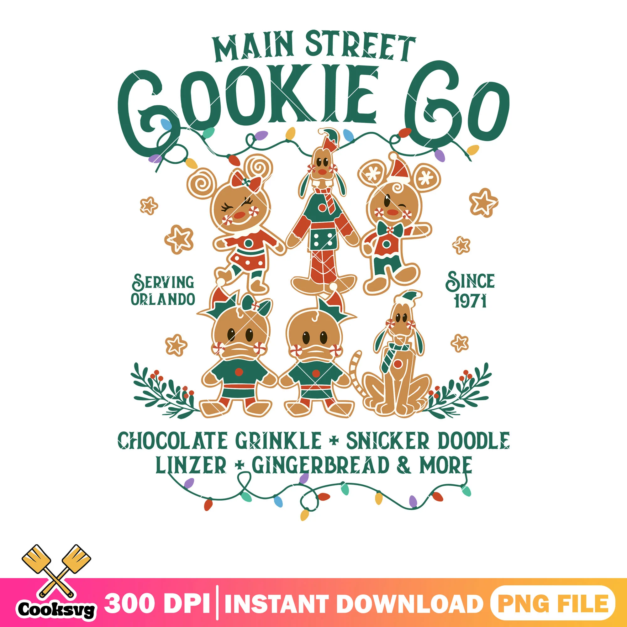 Main street cookie go png, gingerbread png, mickey and friends png