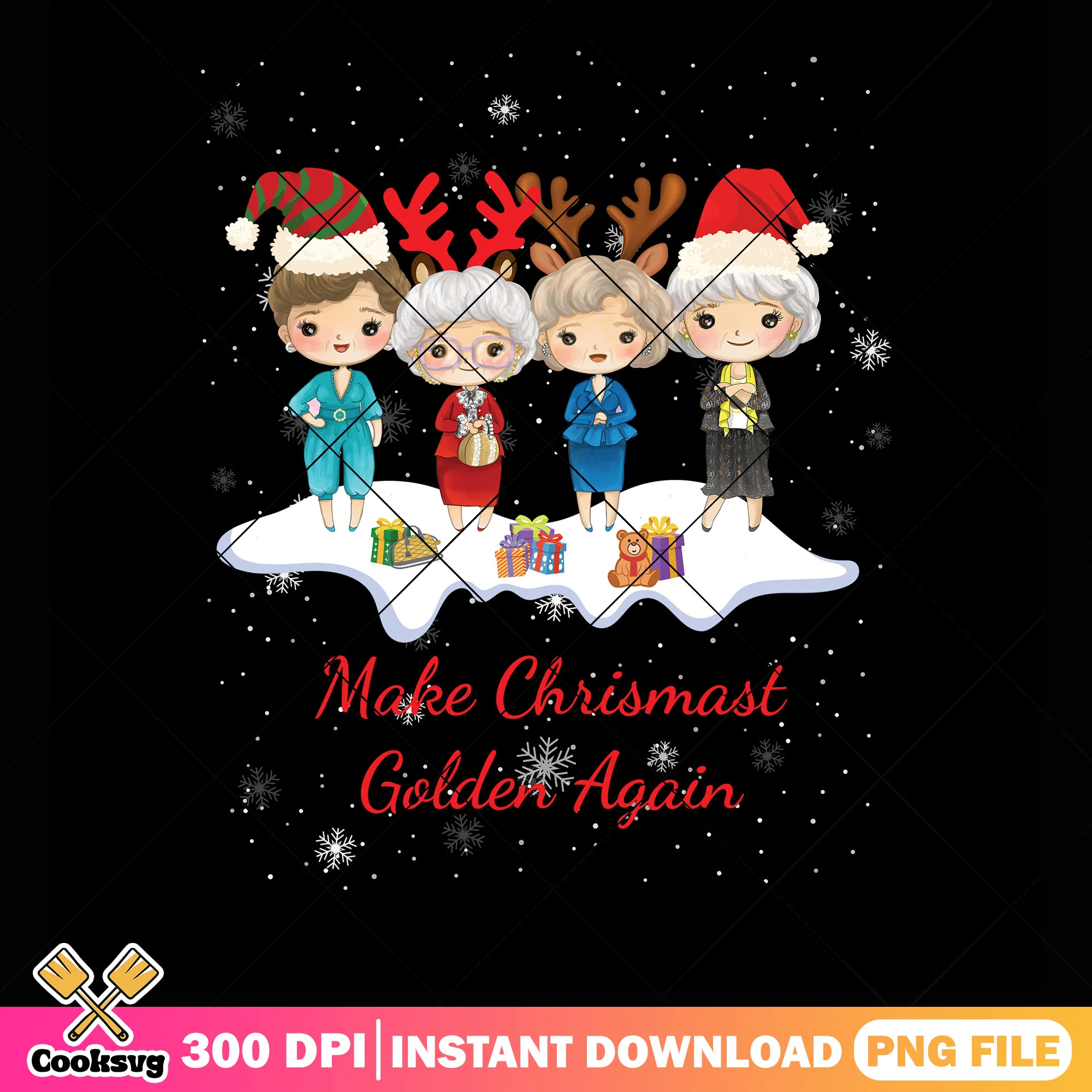Make christmas golden again png, christmas gifts png, merry christmas png