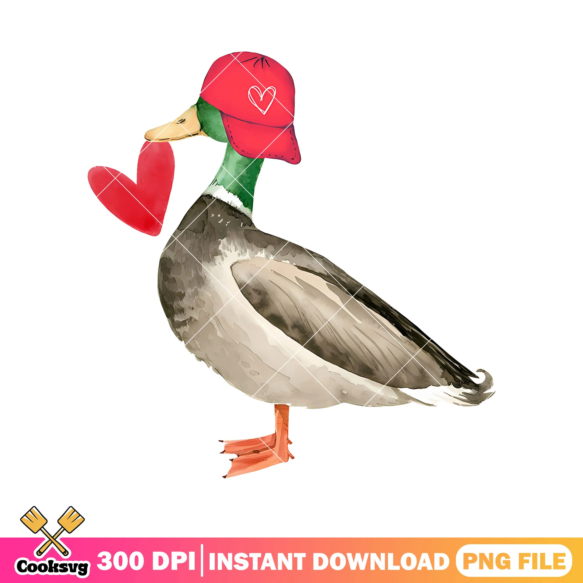 Mallard Duck love valentine png, duck valentine png, love valentine png
