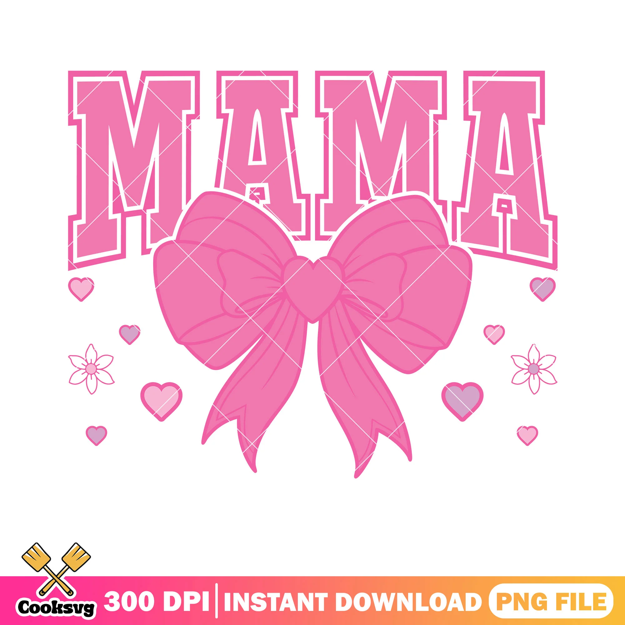 Mama pink bow valentine png, love vibes png, valentine bow png