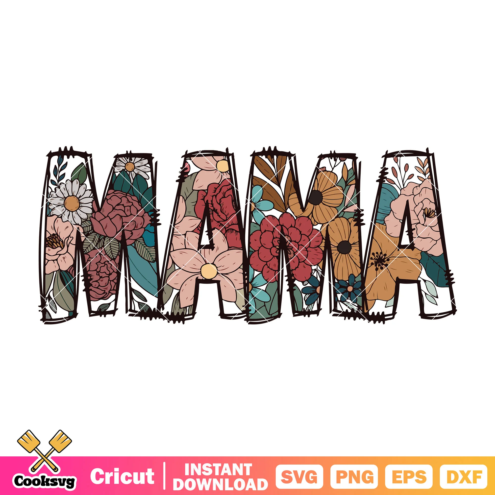 Mama text and flower svg design, flower mama svg, hot mama summer svg