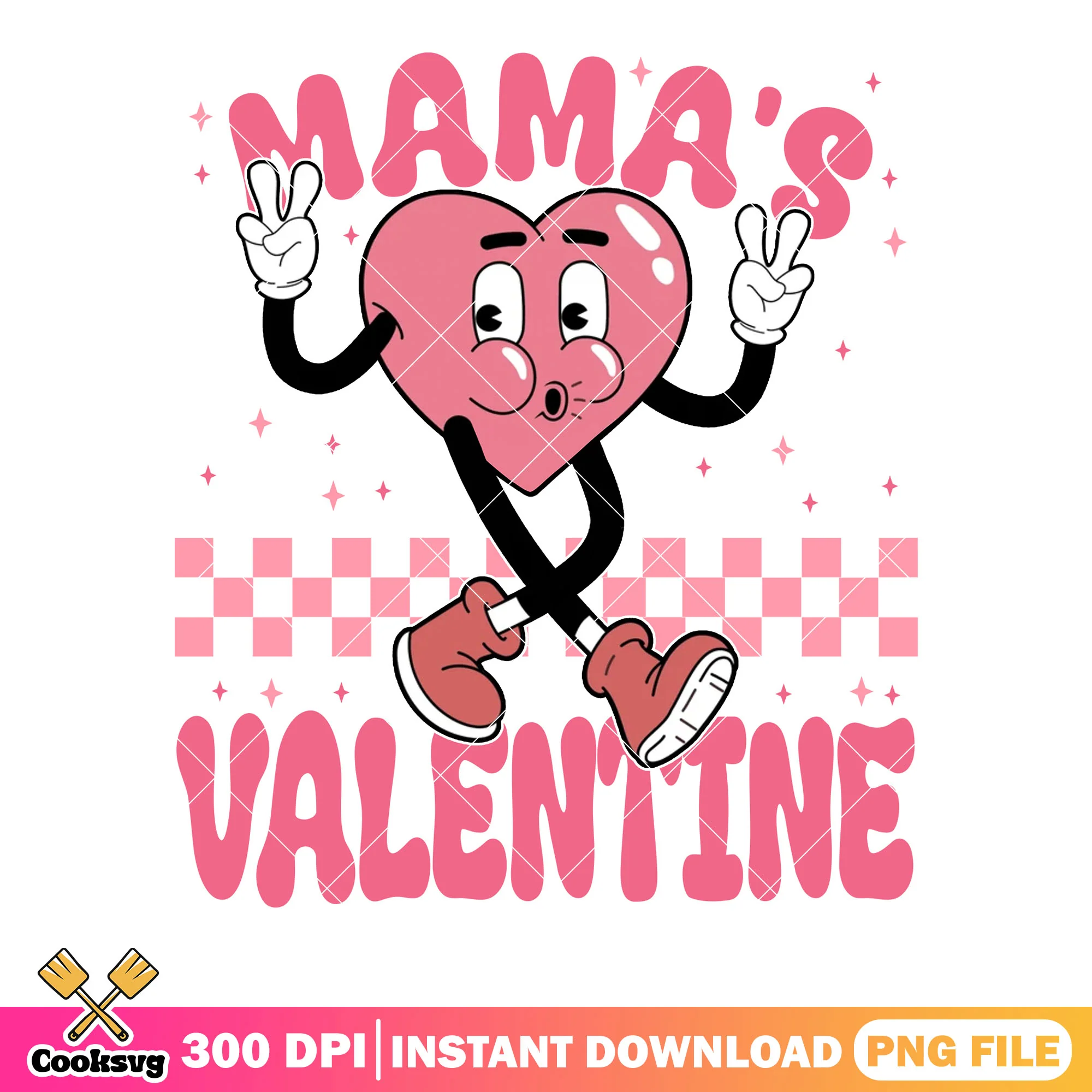 Mama valentine vibes png, happy valentine day png, valentine heart png