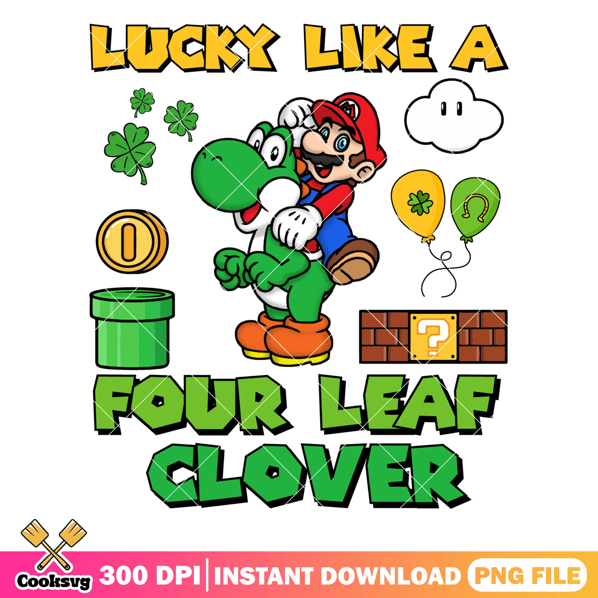 Mario lucky like a four leaf clover png, four leaf clover png