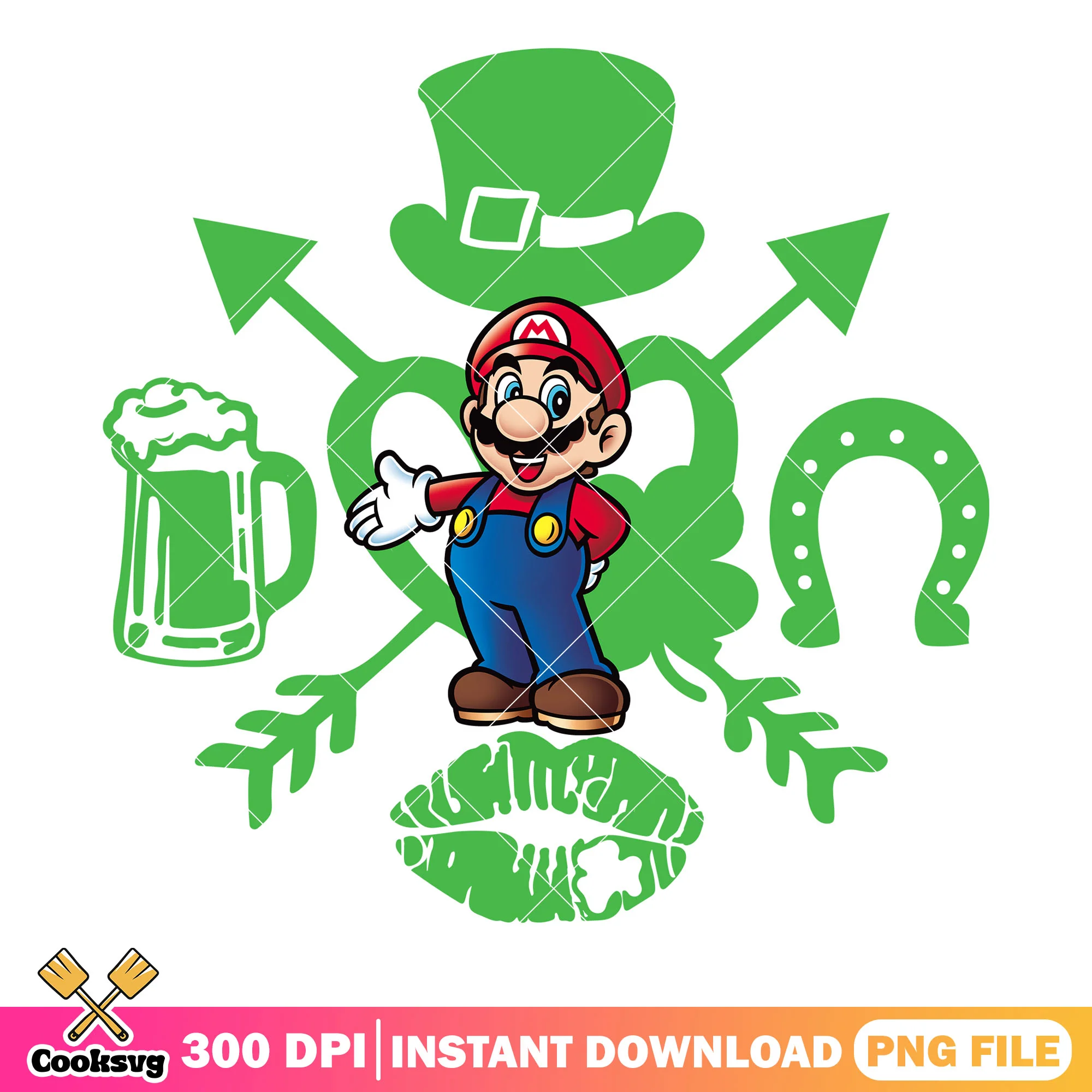 Mario st patrick day green logo png, mario patrick day png