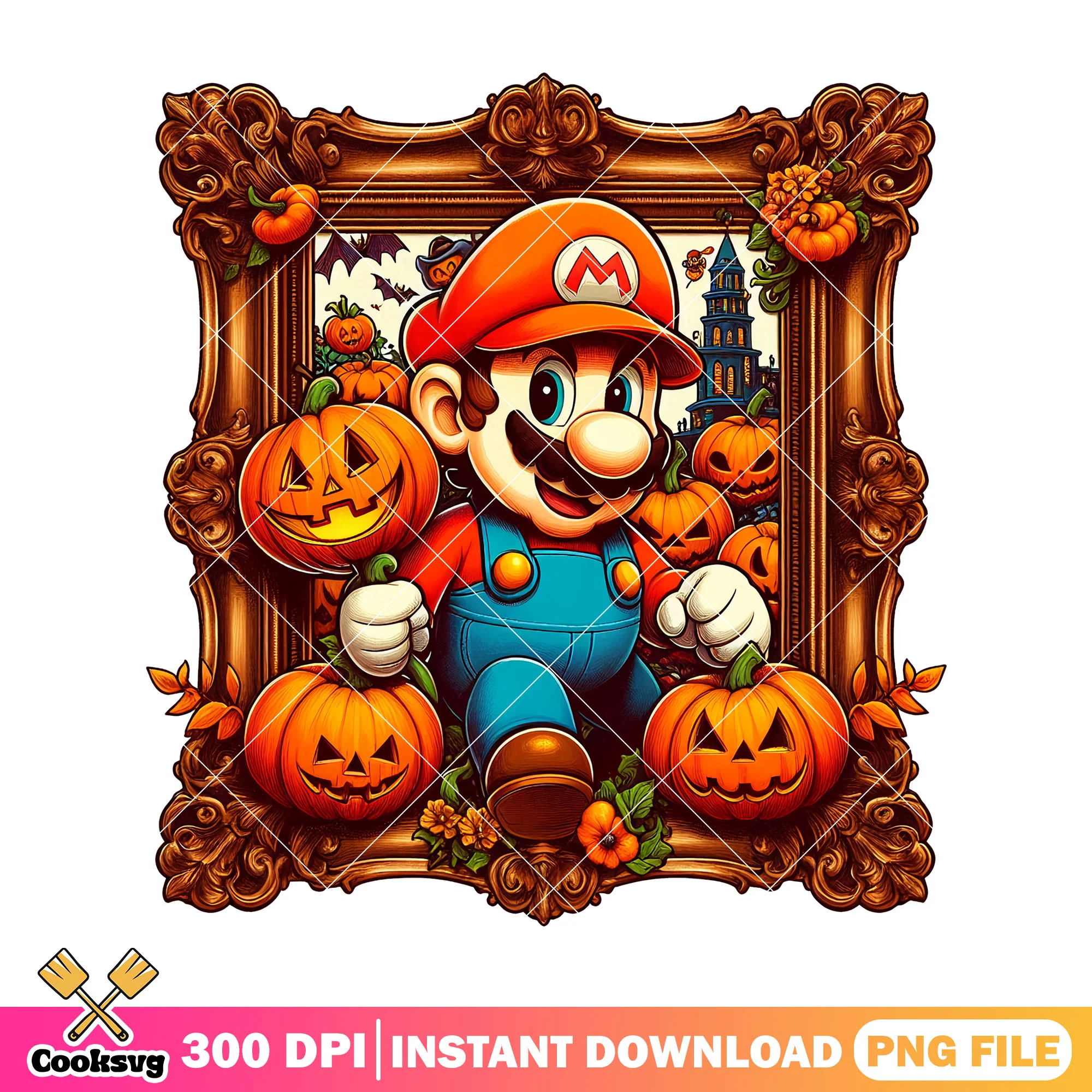 Mario witchy pumpkins png, super mario png, happy halloween png