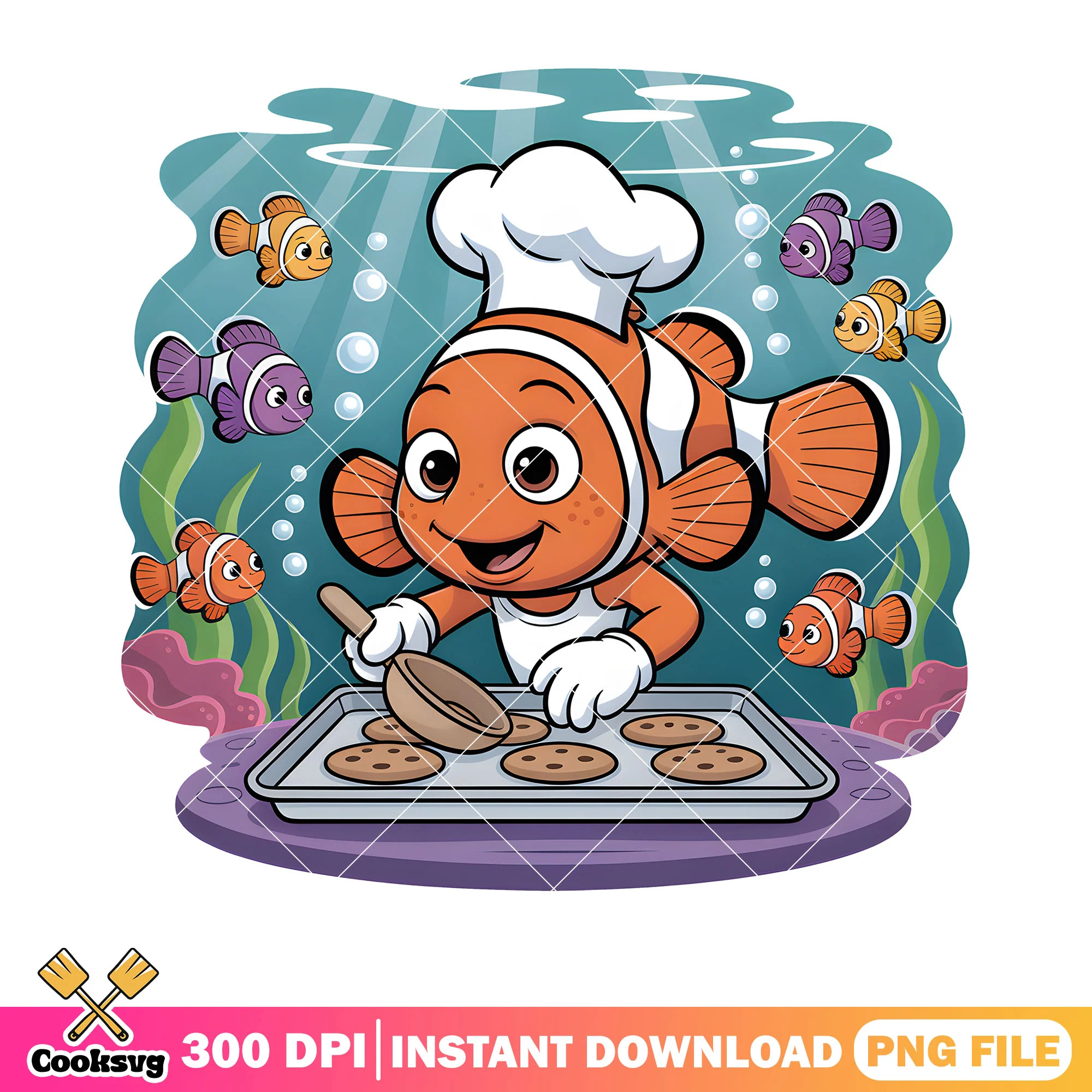 Marlin the chef png, clownfish marlin png, finding nemo movie png