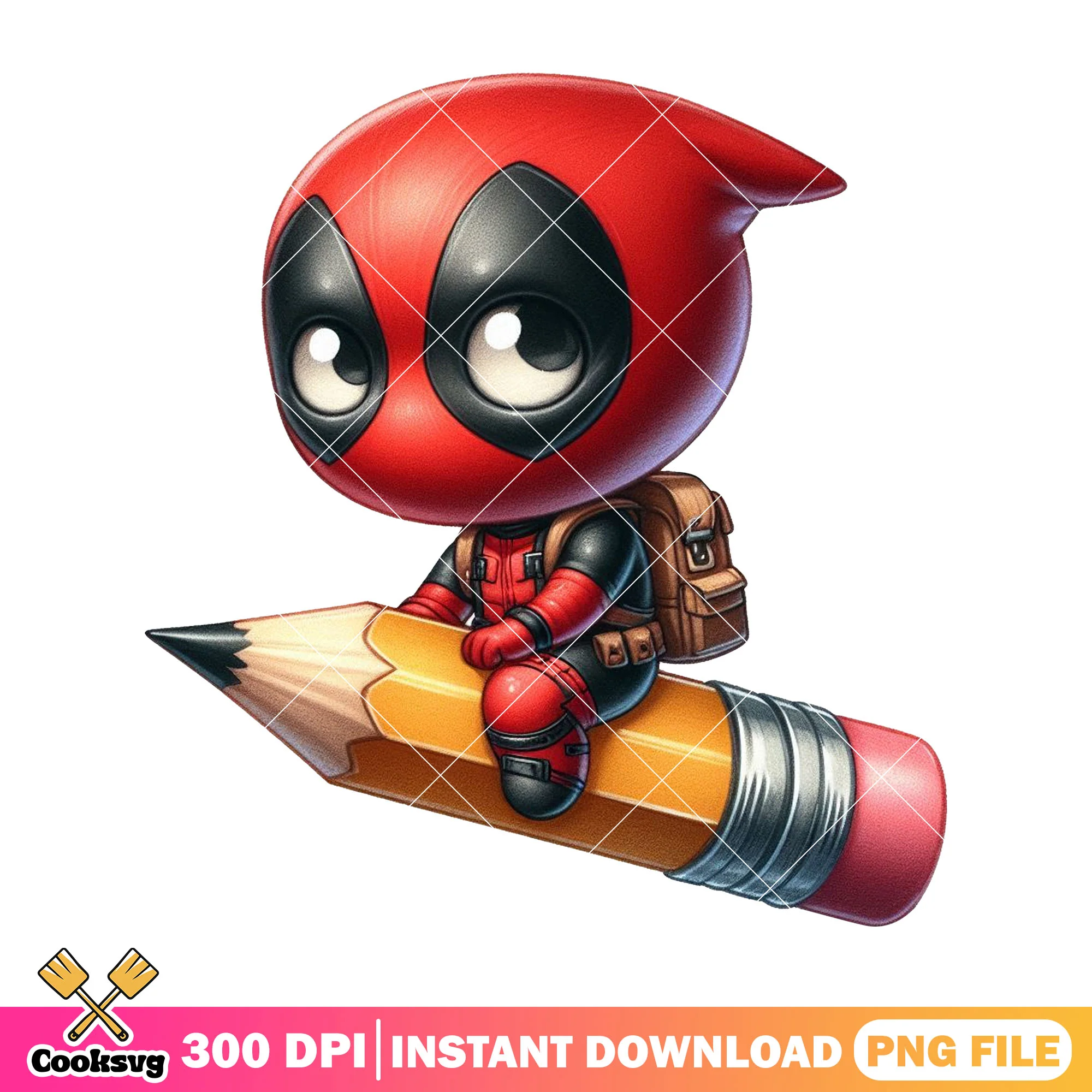 Marvel deadpool design png, comics png, happy back to school png