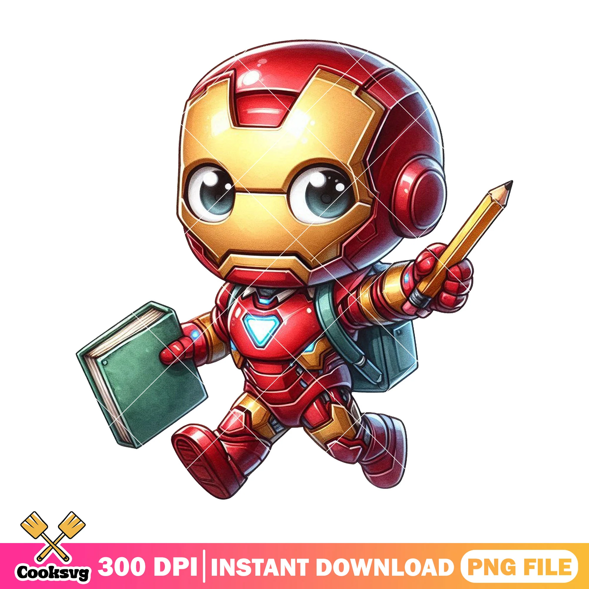Marvel iron man standing png, red iron man png, back to school day png