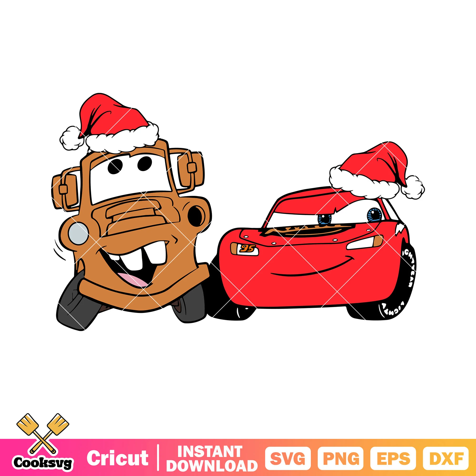 Matter and lightning mcqueen svg, santa claus hat svg