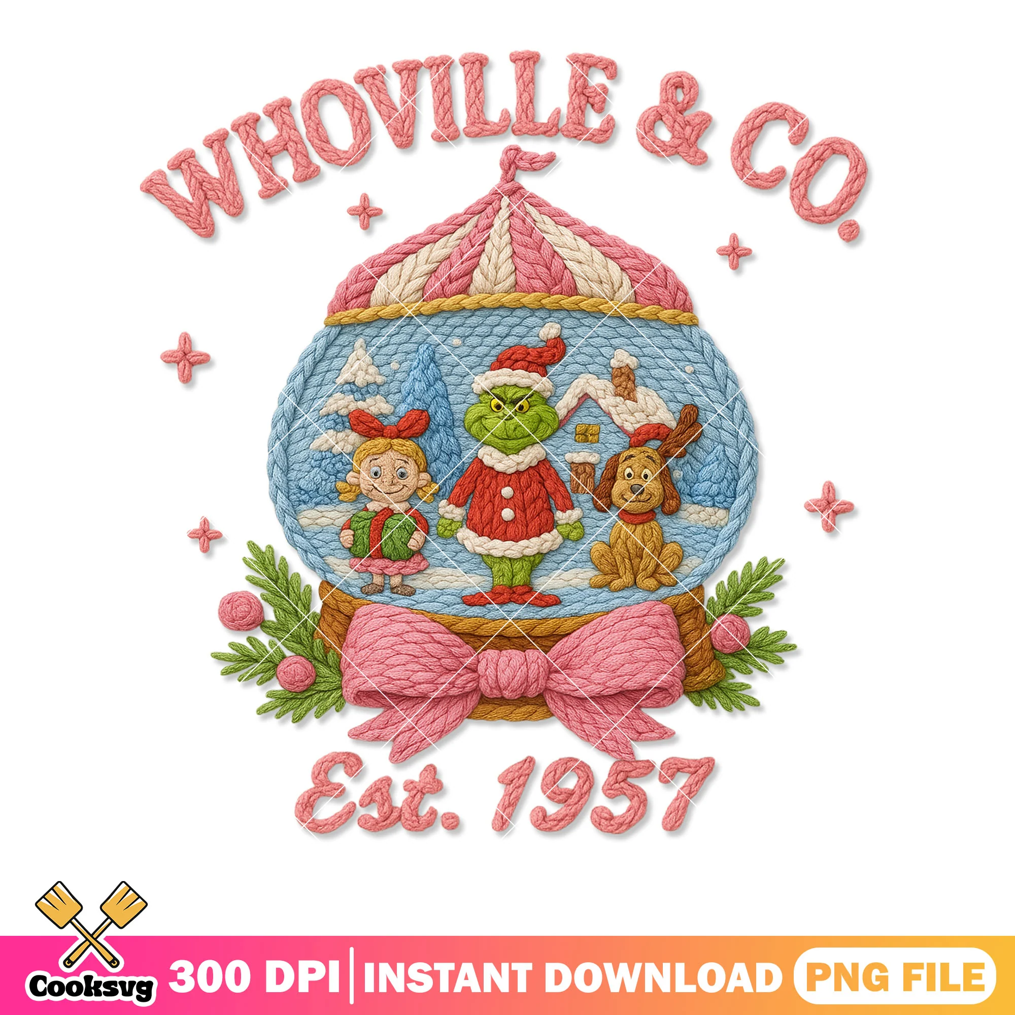 Max dog and the grinch png, crystal christmas balls png, cindy lou png