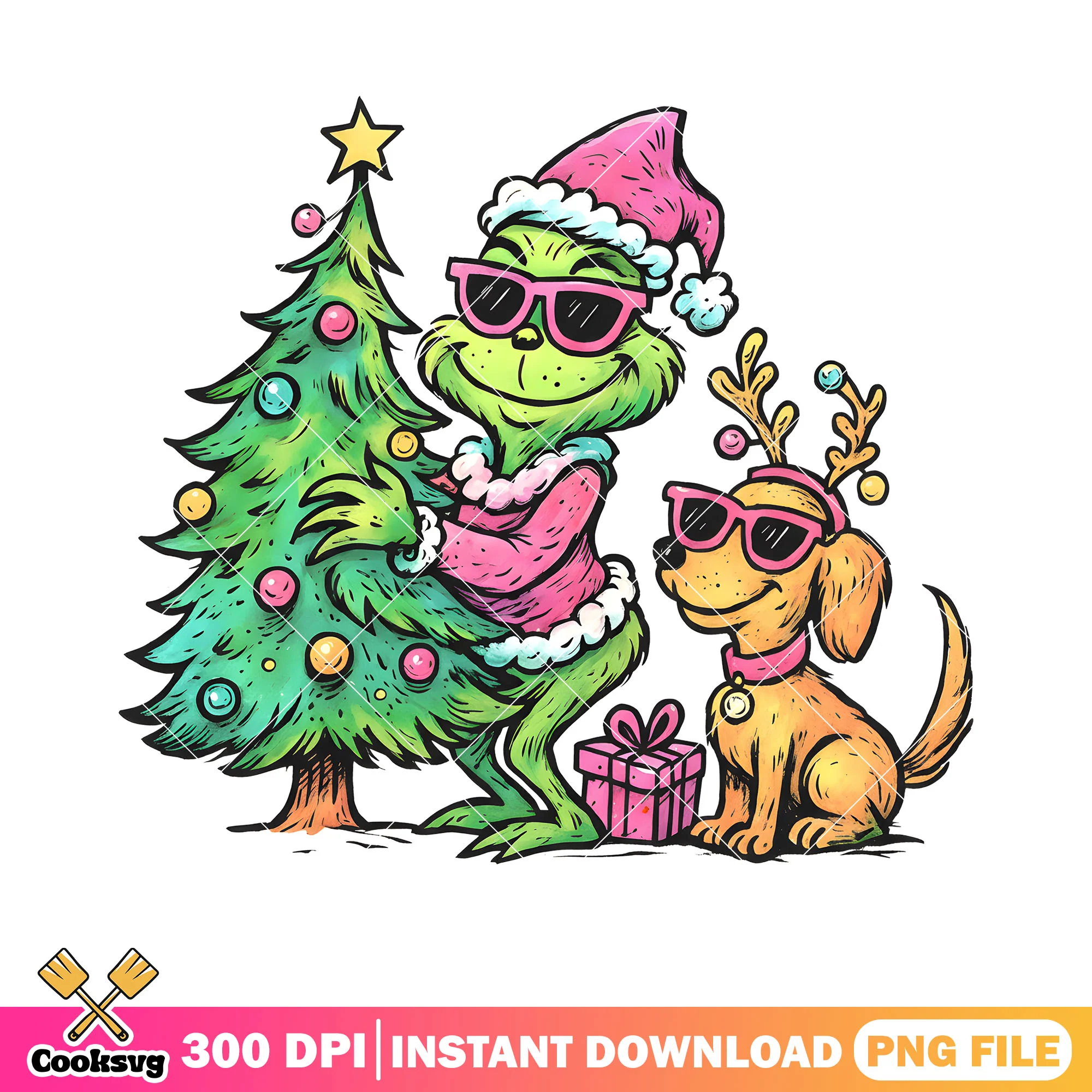 Max the dog and the grinch png, santa claus hat png, reindeer horn png