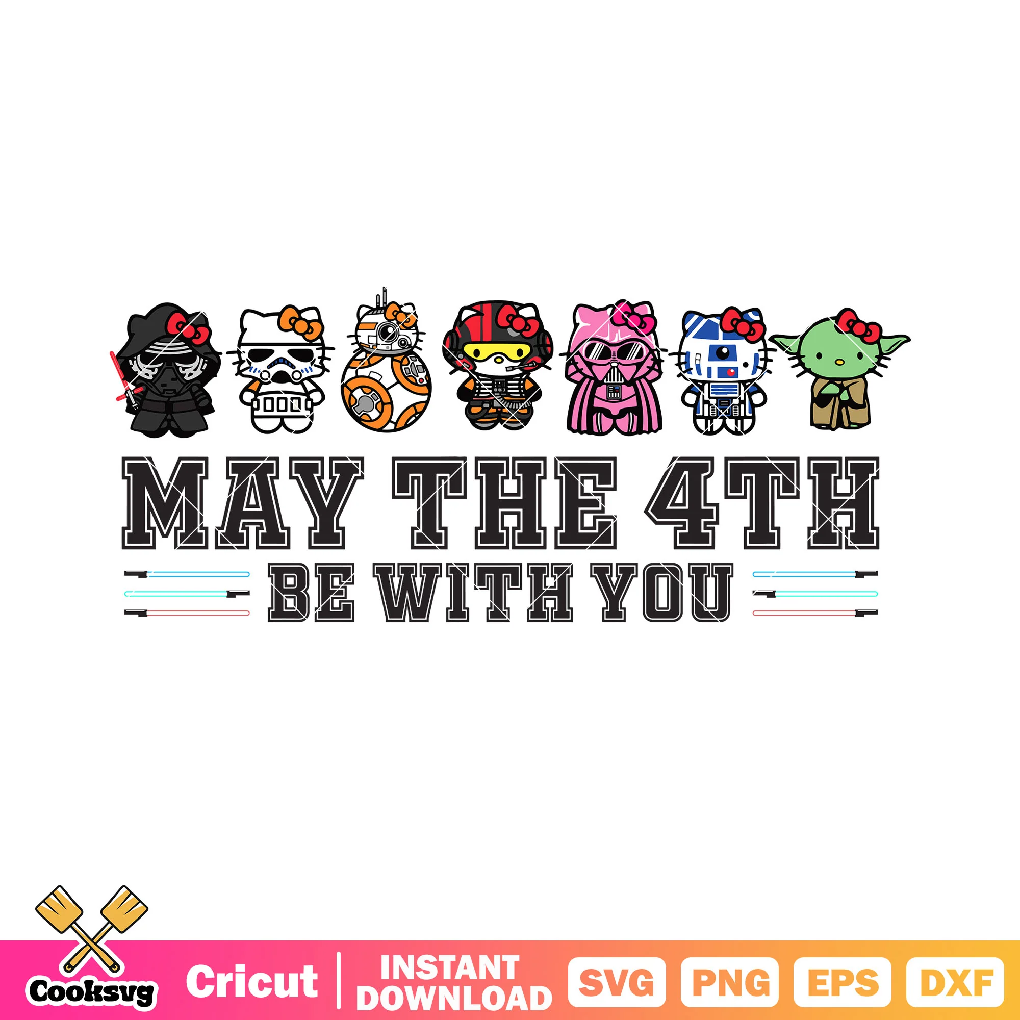 May the 4th be with you svg, hello kitty custom svg, starwar svg