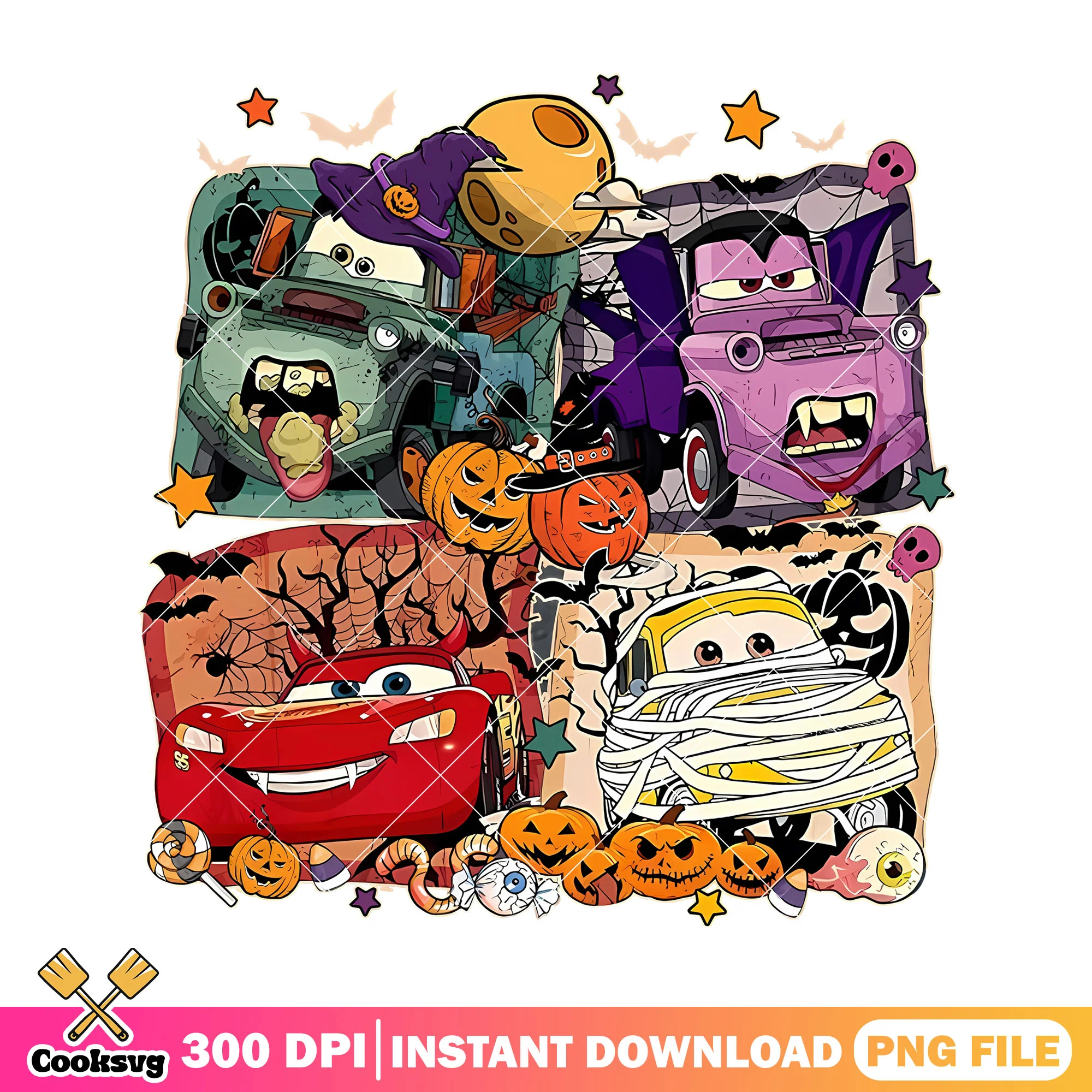 Mcqueen car halloween png, halloween car png, disney mcqueen png