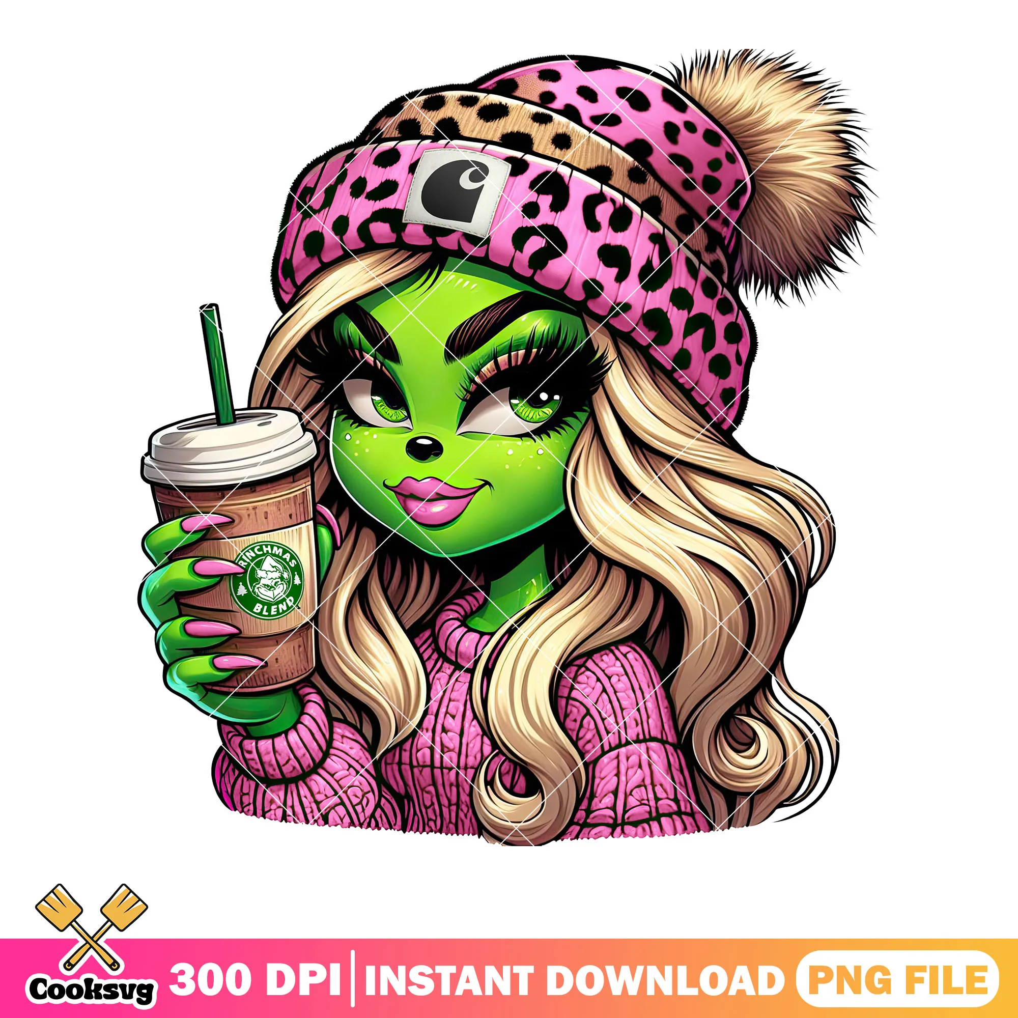 Merry green girl christmas png, the grinch png, christmas sweater png