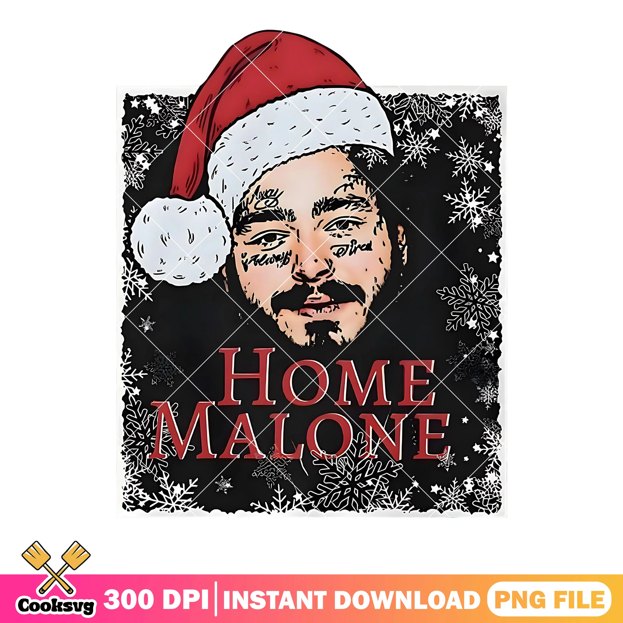 Merry malone christmas png, post malone png, santa claus hat png