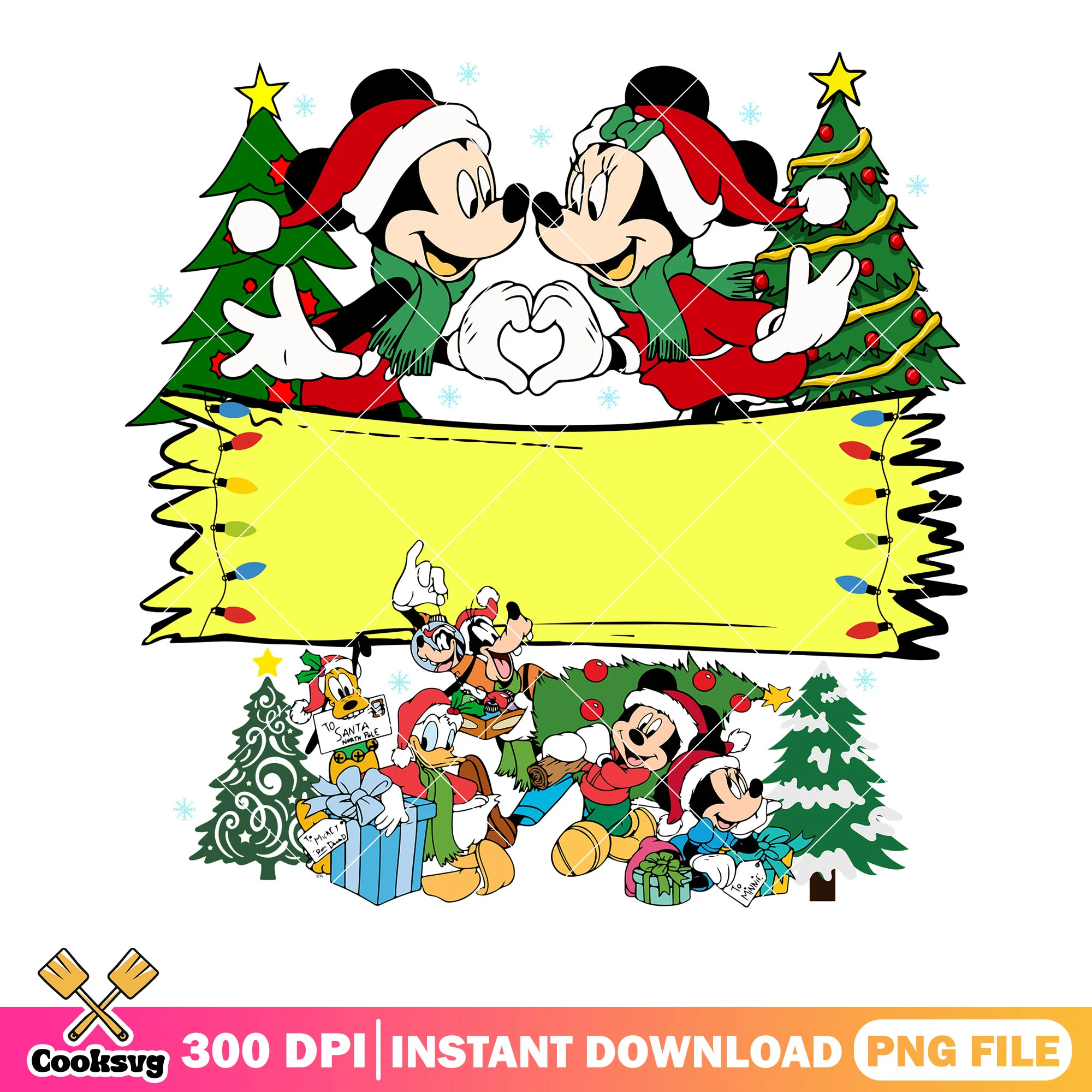 Merry mickmas poster png, merry christmas png, christmas gifts png
