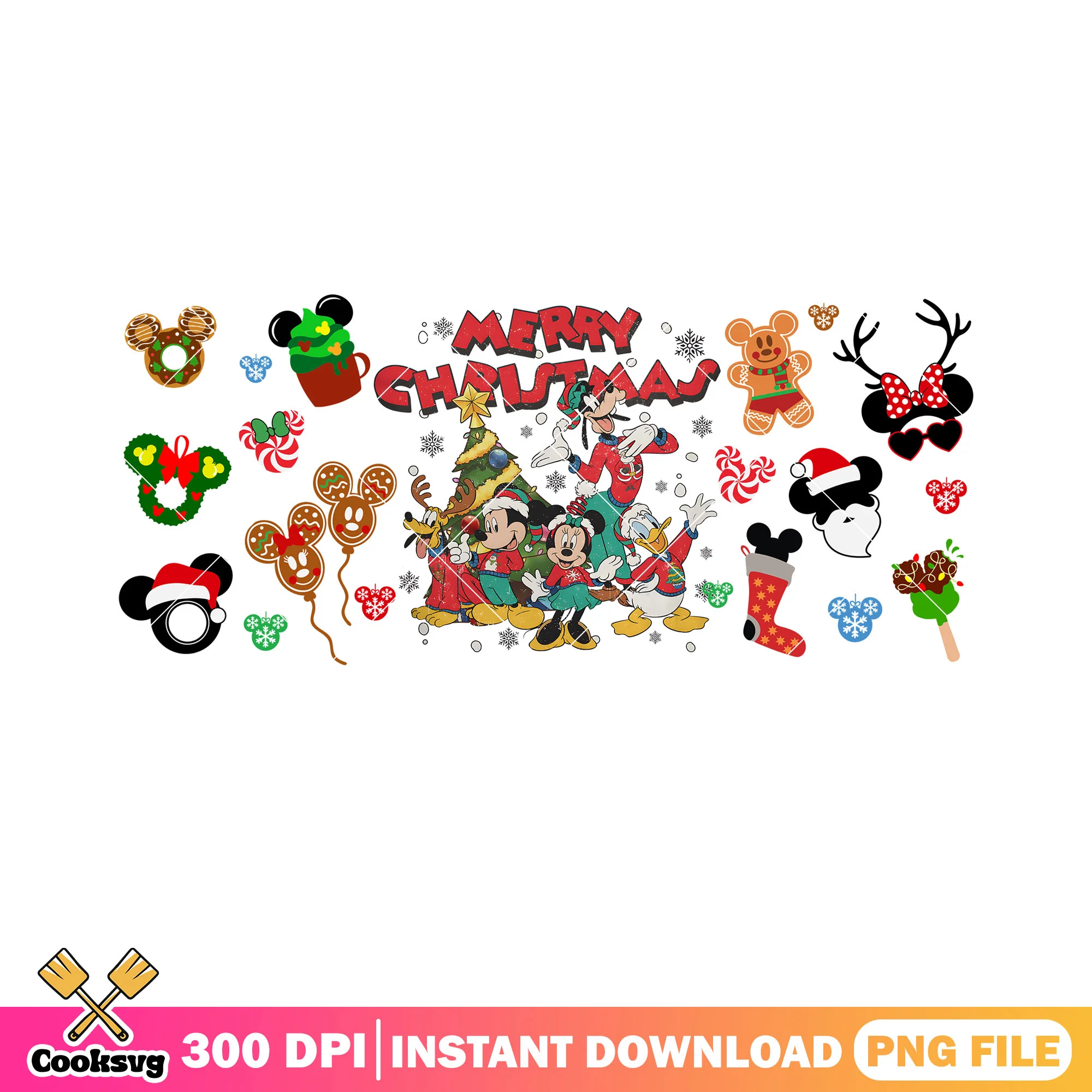 Mickey and friends xmas png, christmas poster png, disney christmas png