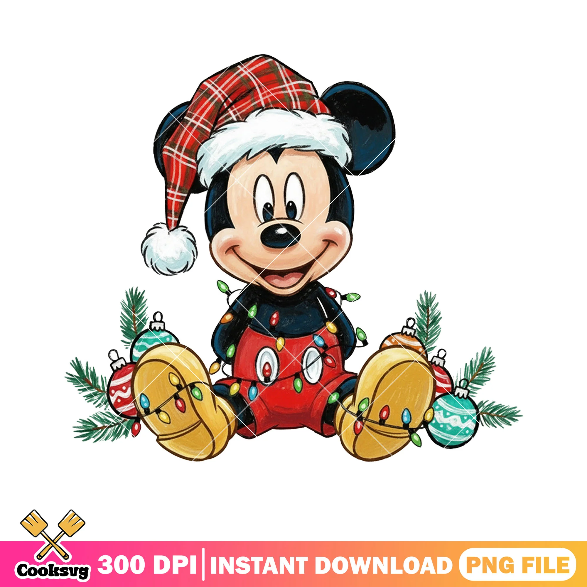 Mickey christmas lights png, mickey and friends png, christmas vibes png