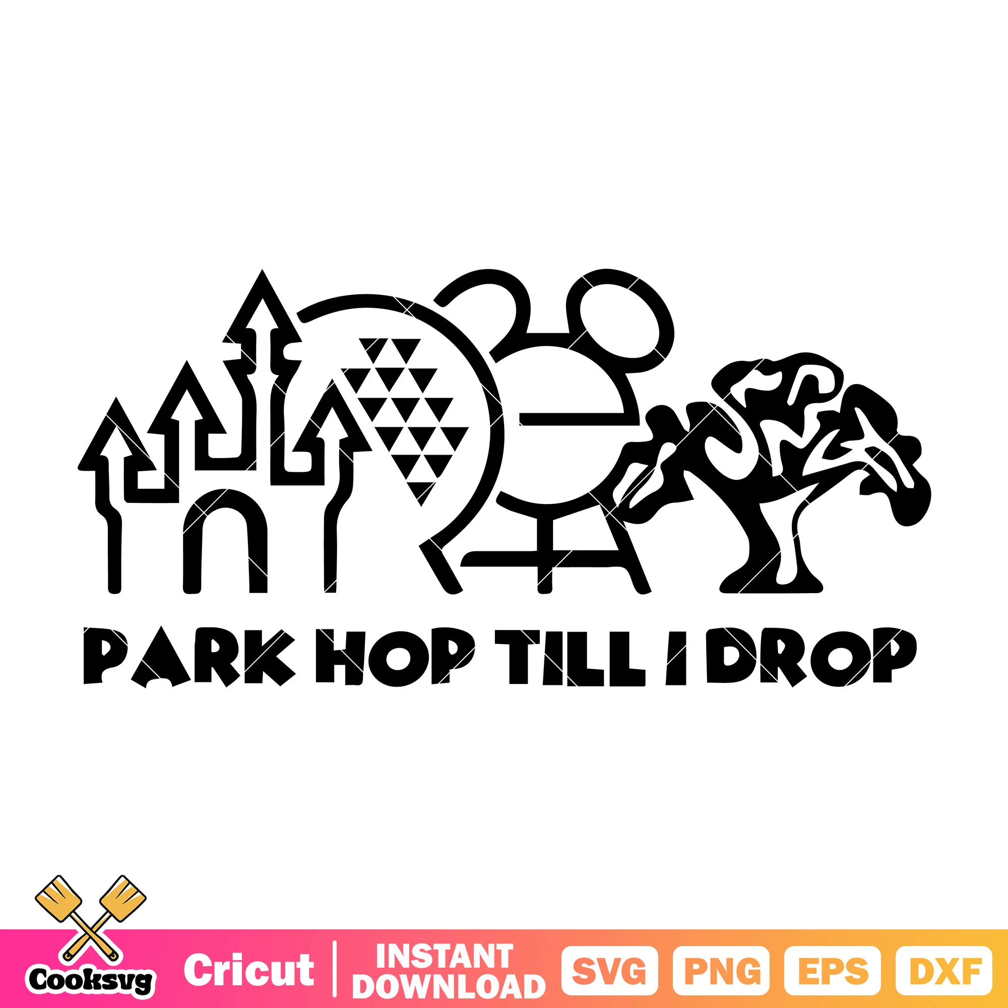 Mickey disney park hop till i drop svg, disney mickey svg, disney silhouette svg