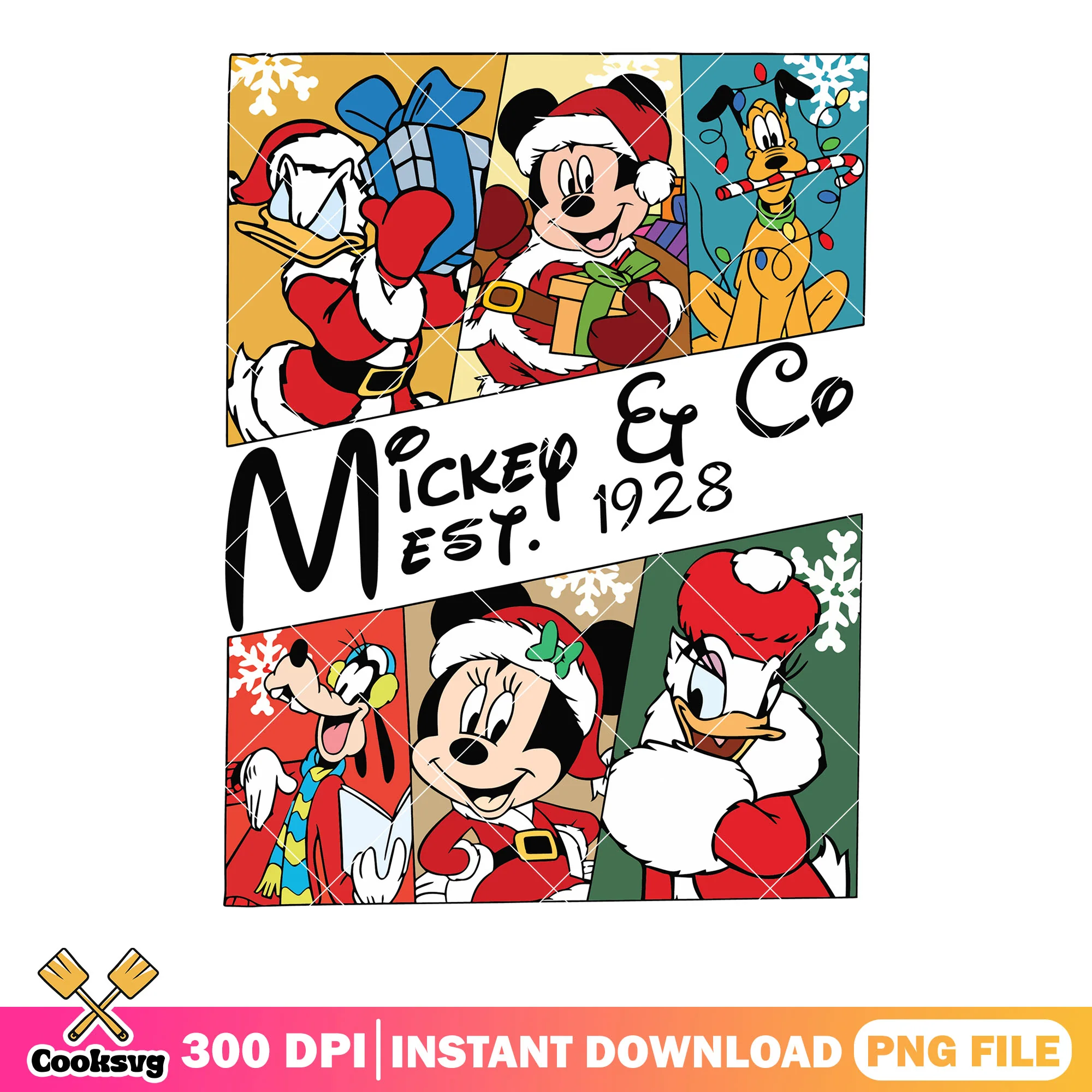 Mickey er co est 1928 png, mickey and friends png, merry christmas png