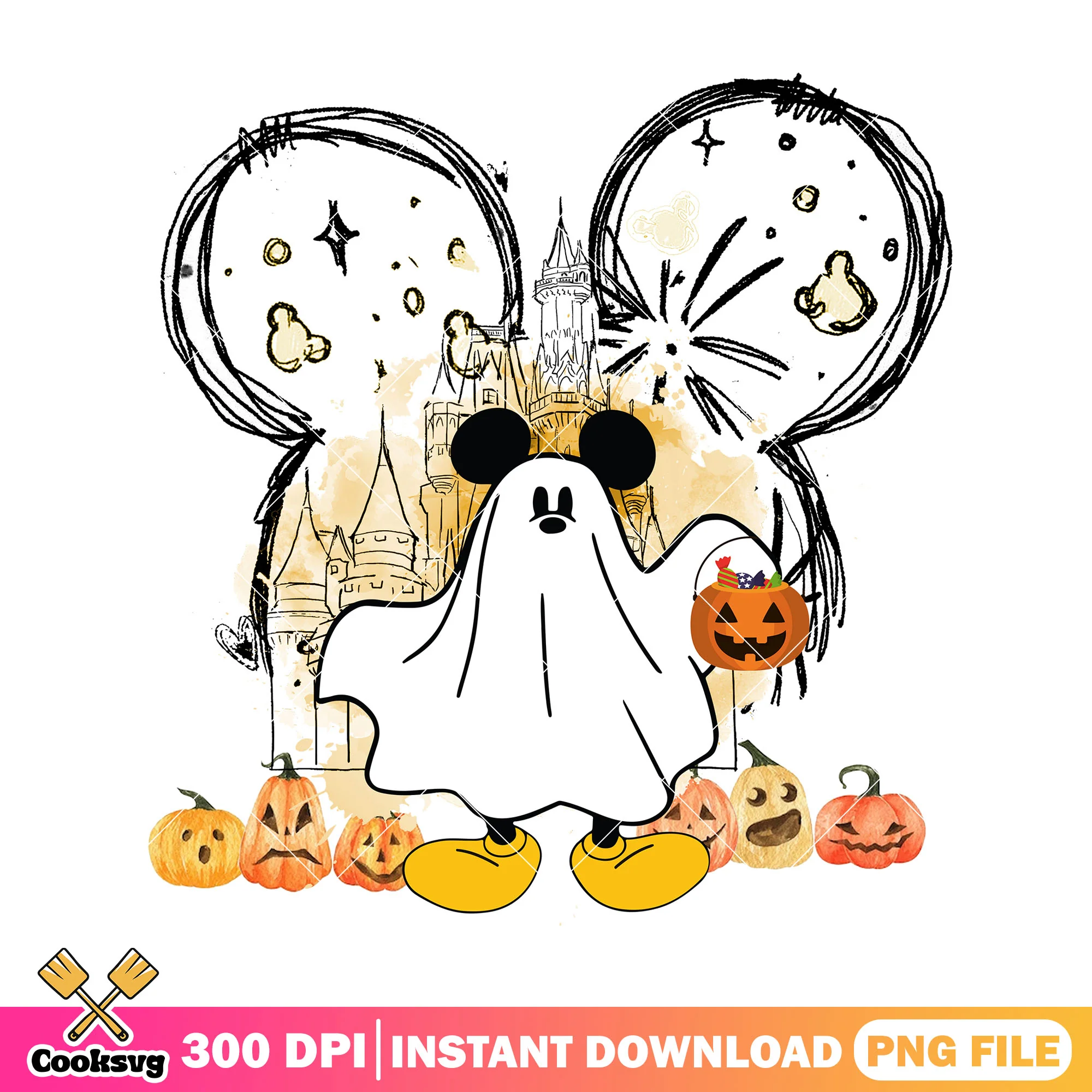 Mickey ghost costume png, halloween ghost png, mickey mouse png
