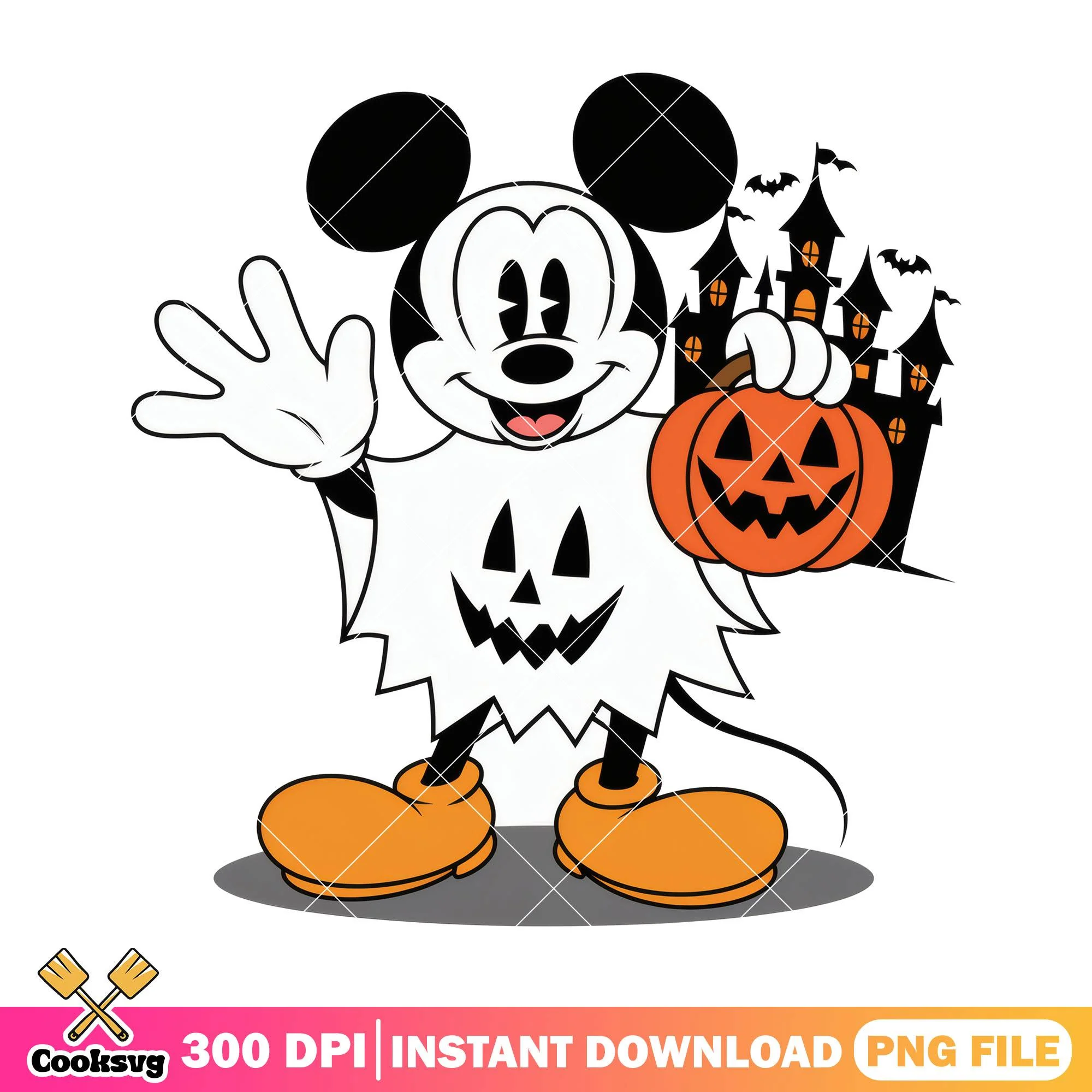 Mickey ghost face clothes png, halloween candy png, mickey mouse png