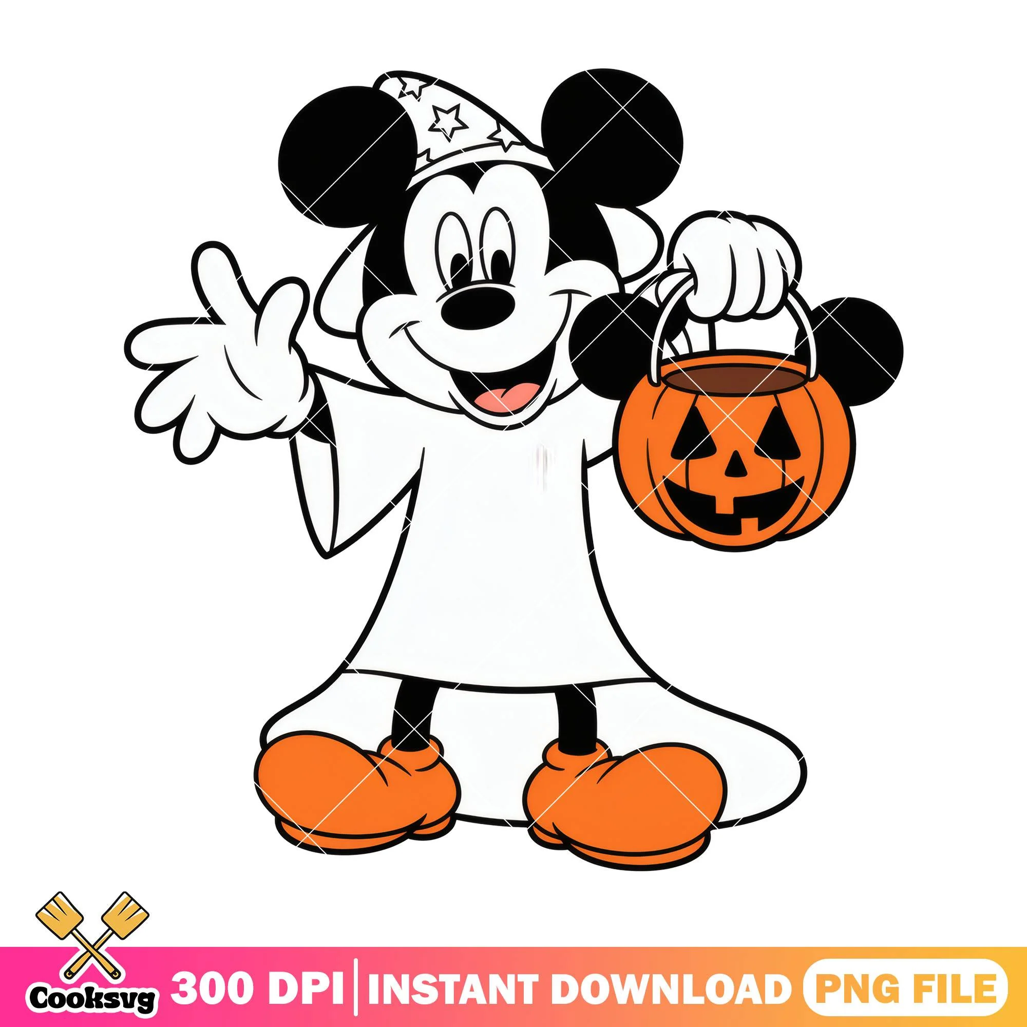 Mickey ghost wizard clothes png, halloween candy png, disney plus png