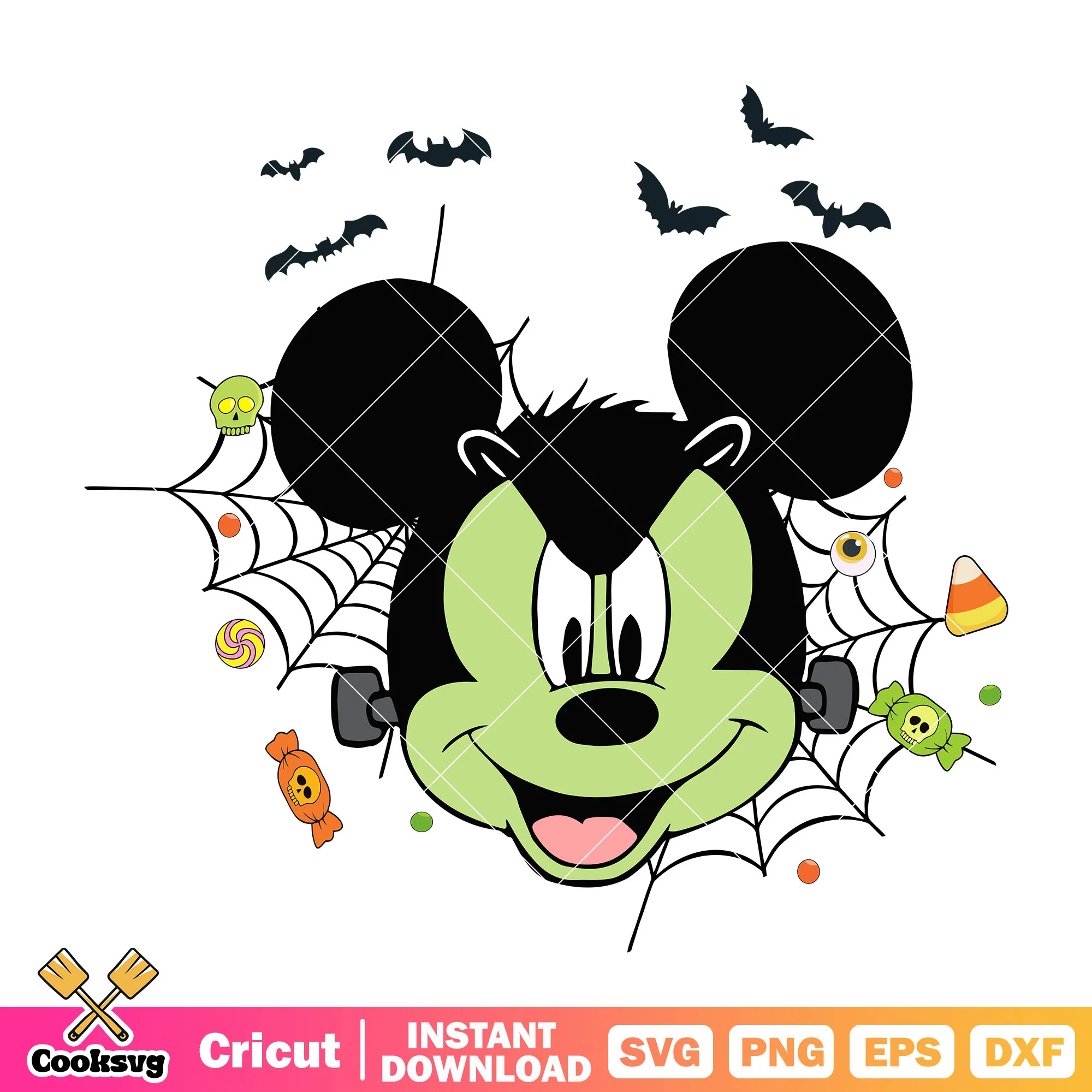 Mickey green head halloween svg, mickey halloween svg, mickey costume svg