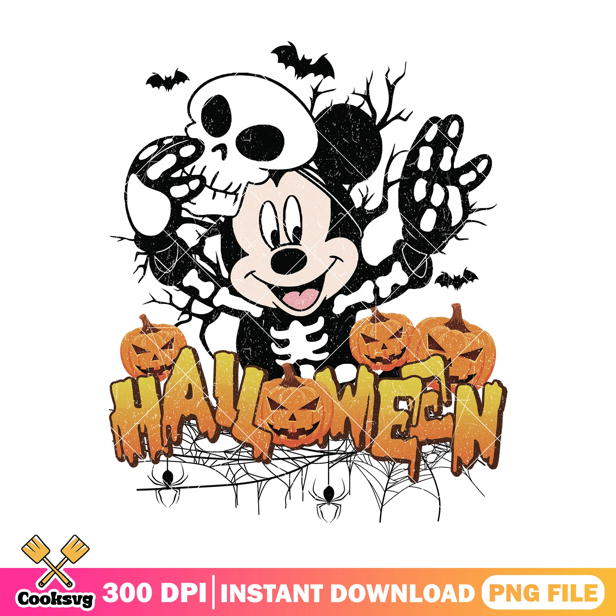 Mickey halloween skeleton design png, mickey mouse png, scary mickey png