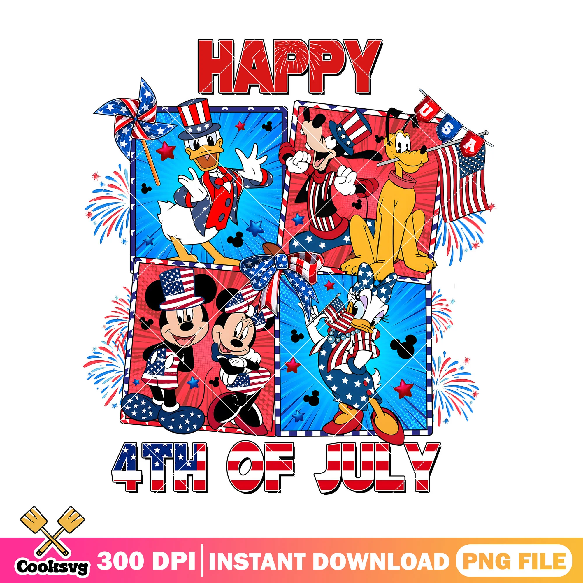 Mickey happy 4th of july png, mickey friends png, mickey 4th of july png
