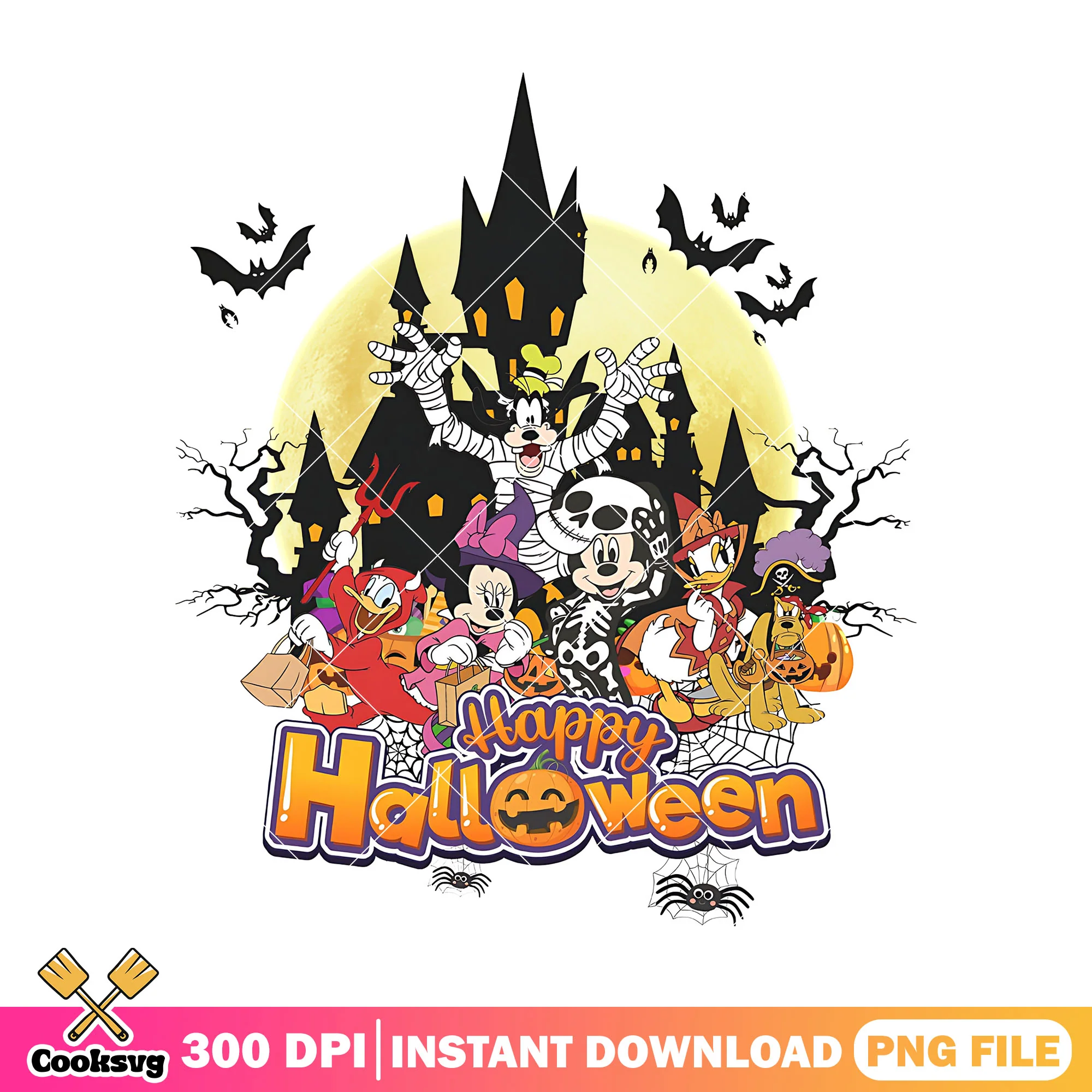 Mickey happy halloween png, mickey halloween png, mickey castle png