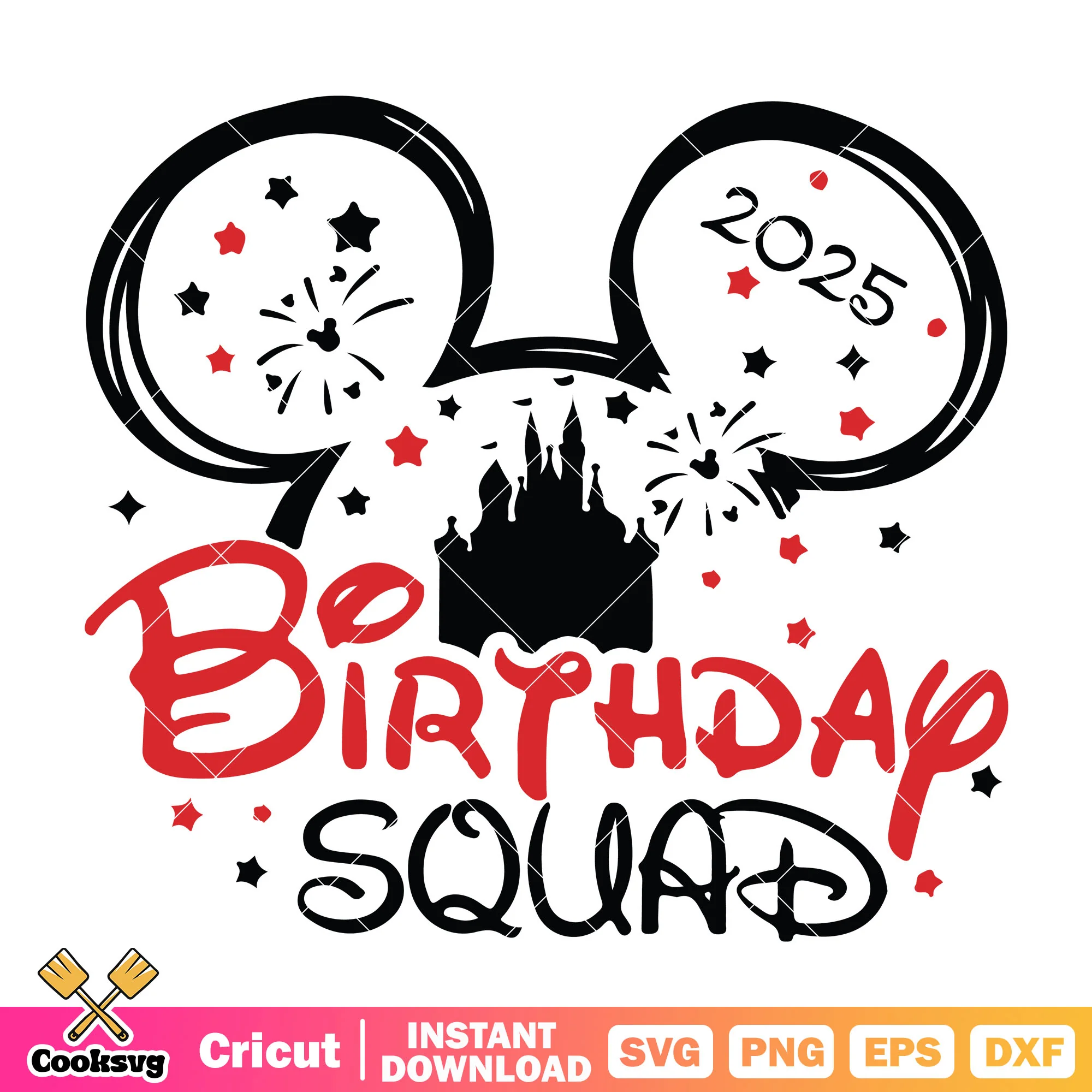 Mickey head birthday squad 2025 svg, mickey head svg, birthday boy svg