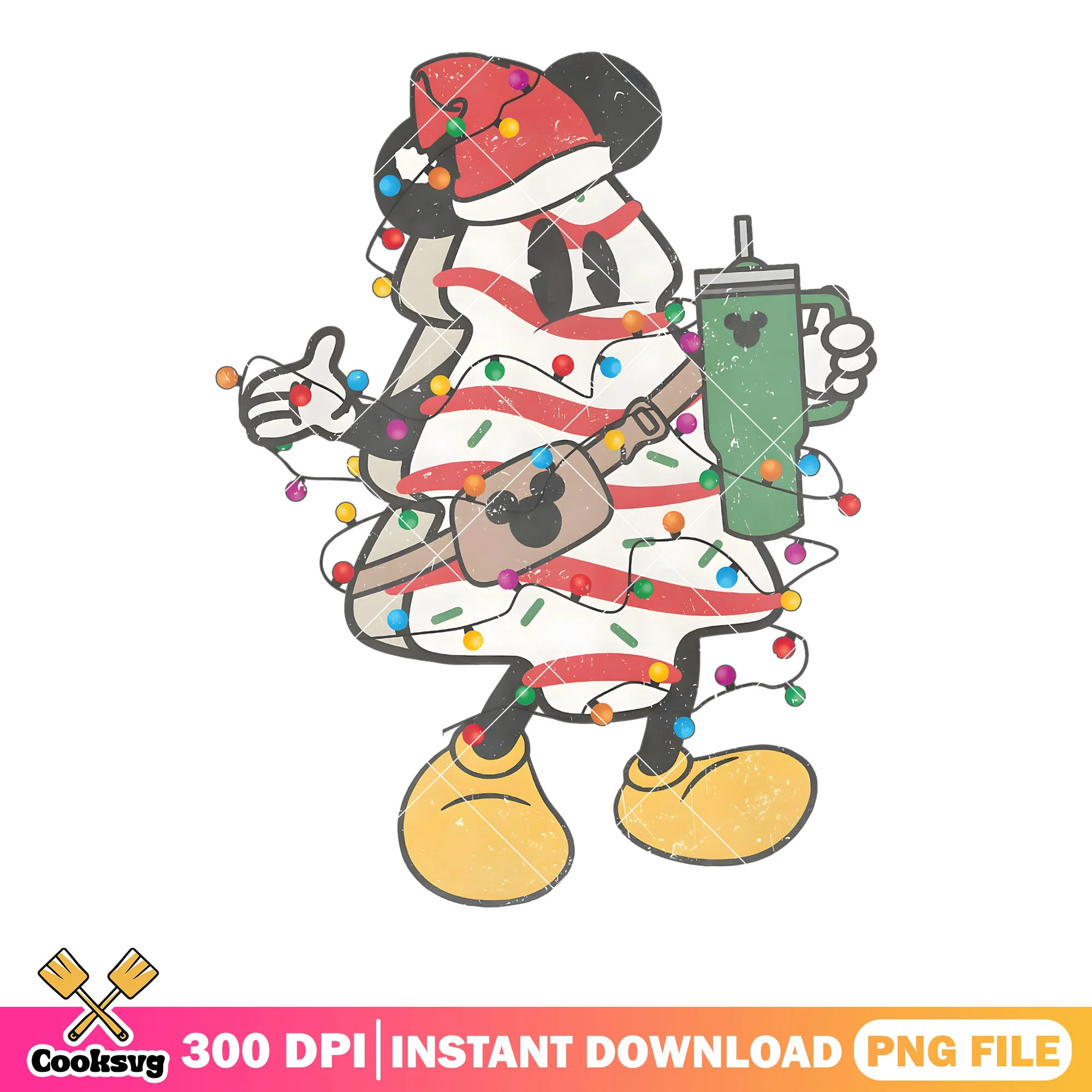 Mickey ice cream christmas png, mickey mouse png, christmas tree png