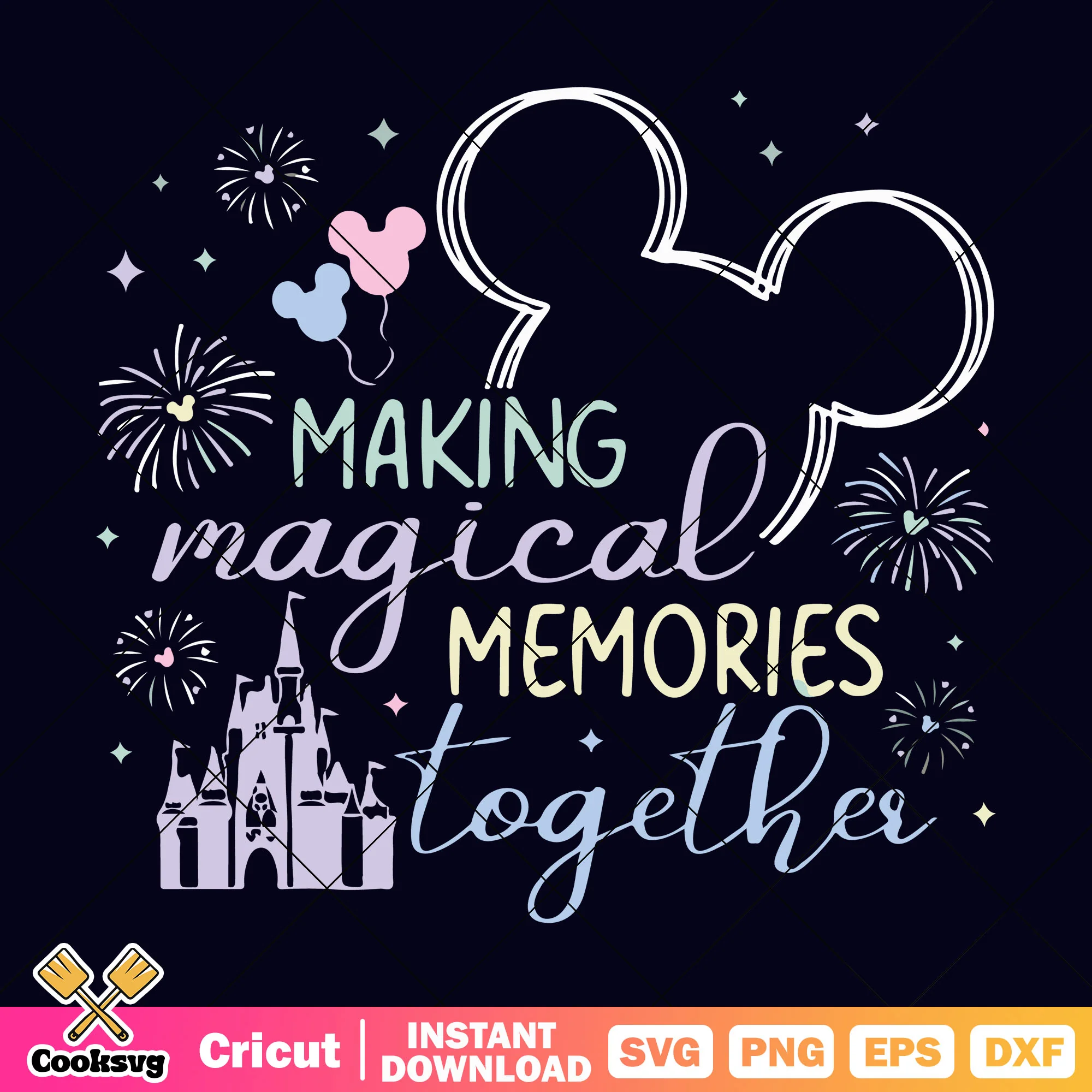 Mickey magical memories together svg, mickey head svg, disney castle svg