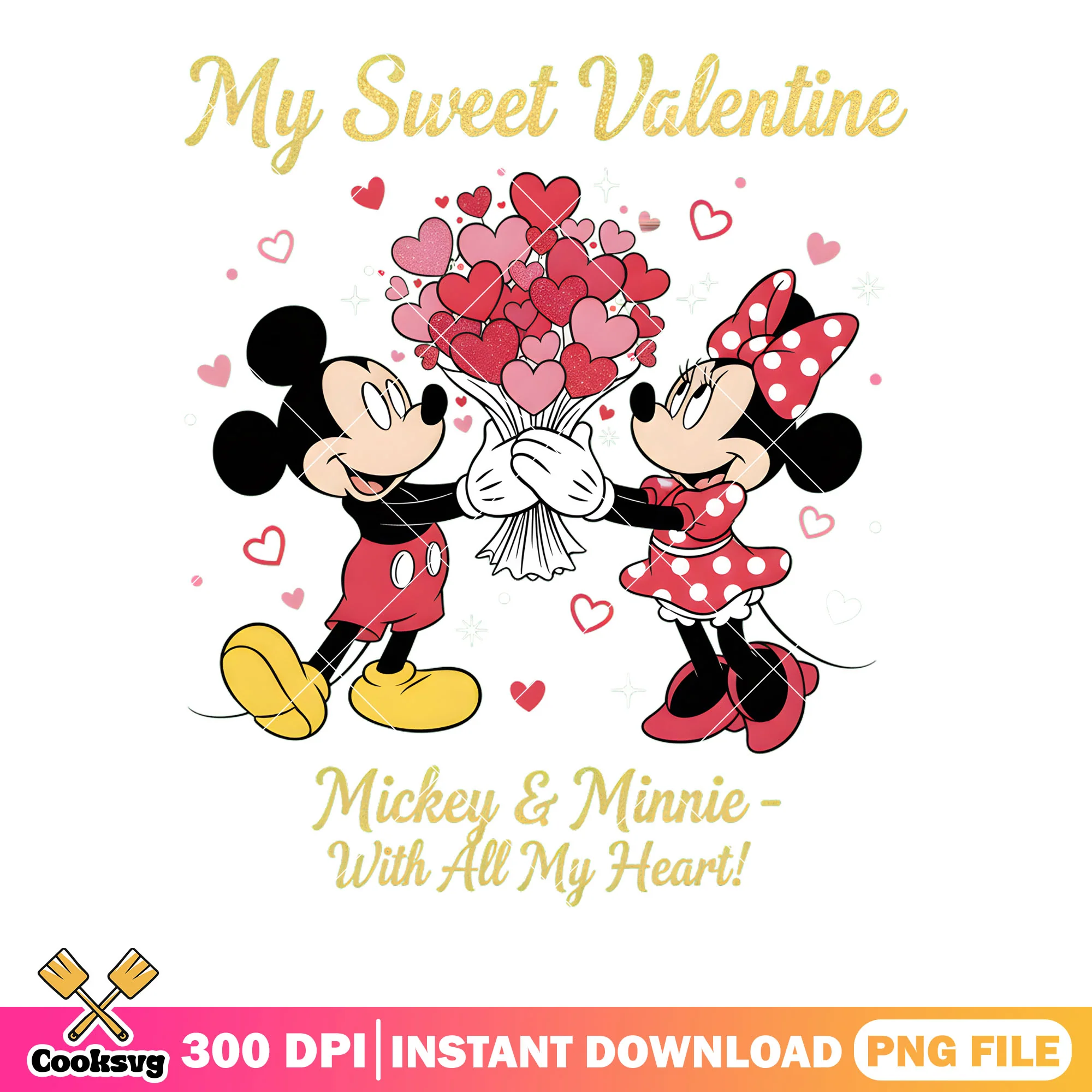 Mickey minnie with all my heart png, love vibes png, disney valentine png