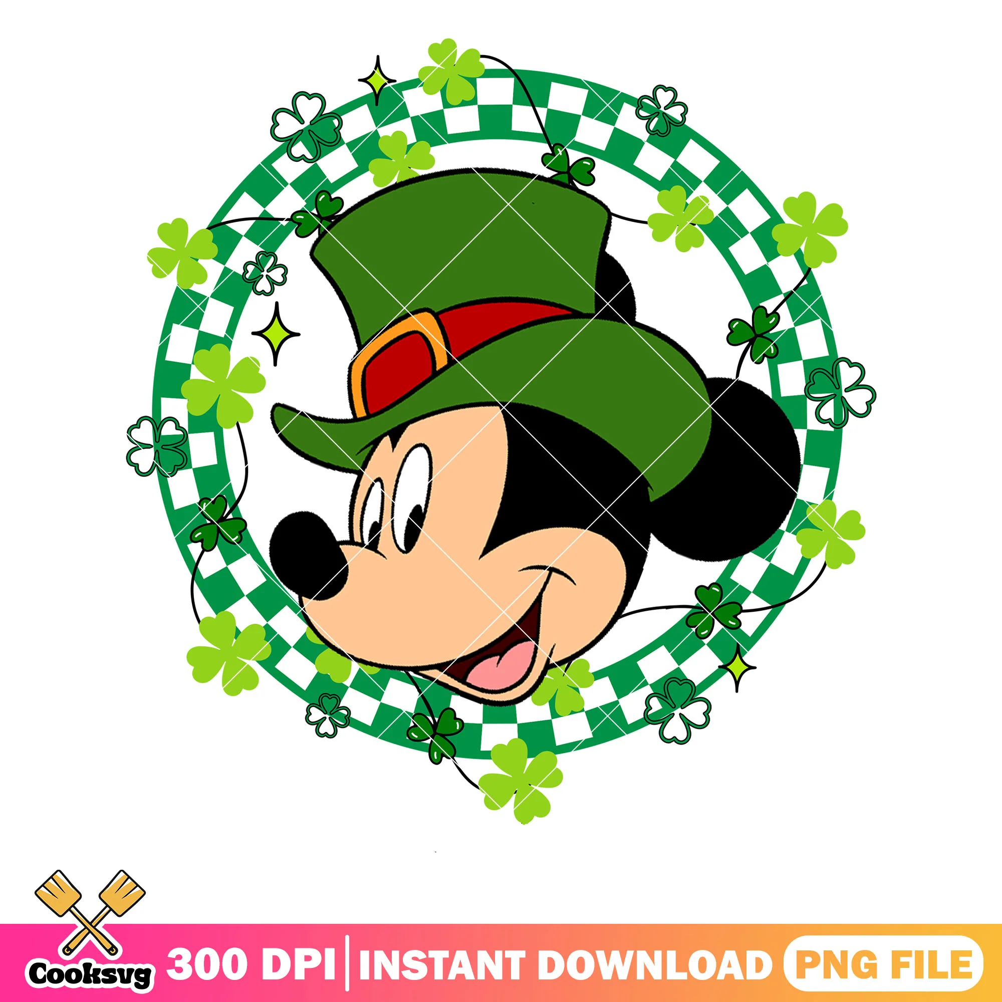 Mickey mouse disney lucky circle png, saint patrick day png