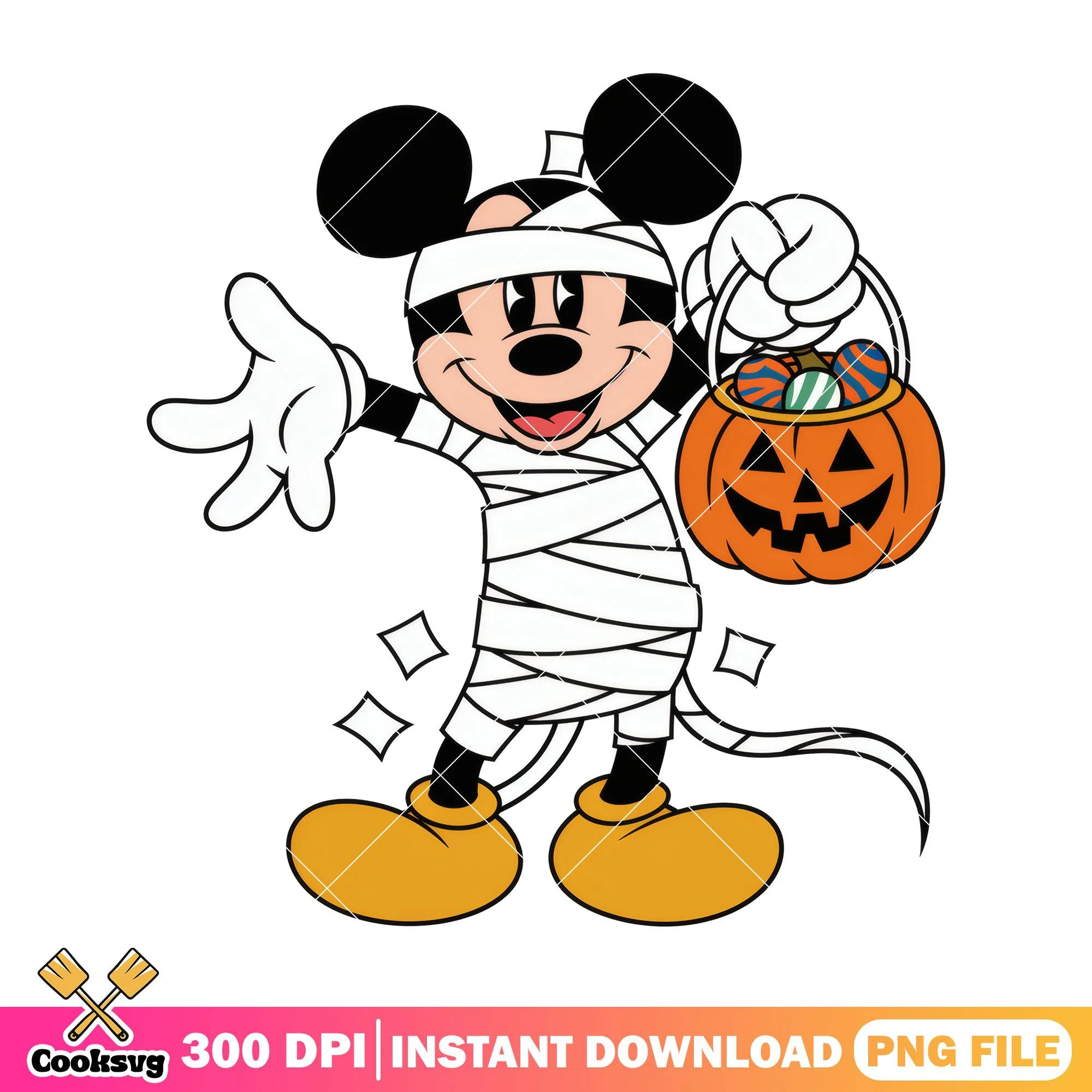 Mickey mummy clothes png, halloween candy png, disney plus png