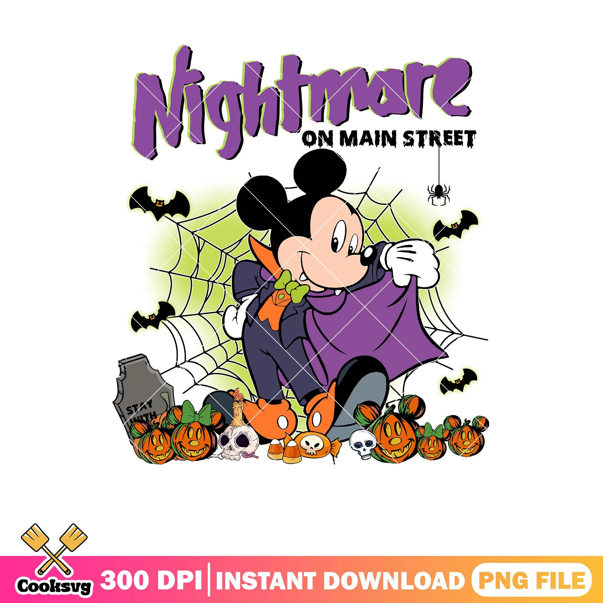 Mickey nightmare main street png, horror mickey png, halloween day png