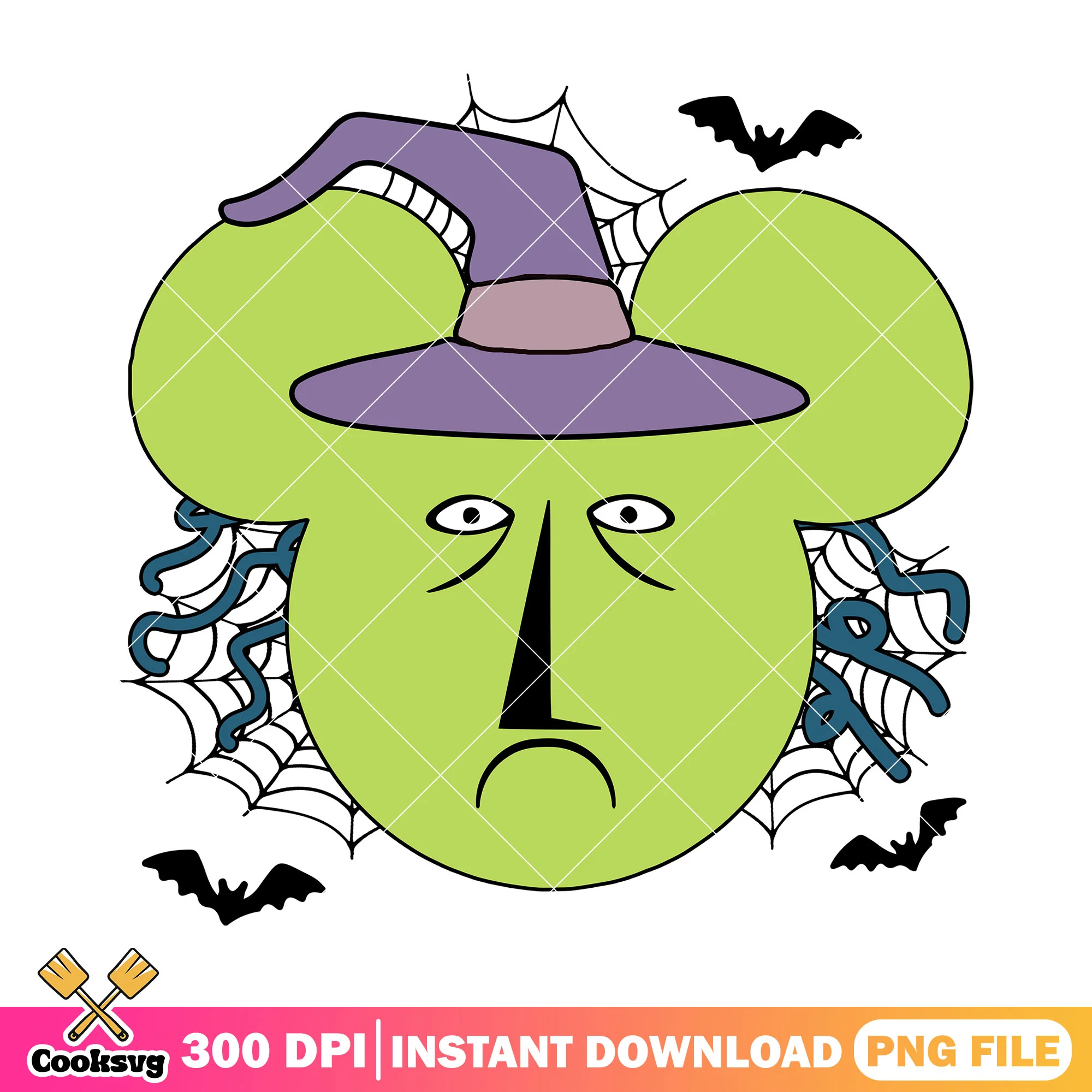 Mickey sad witch png, mickey halloween png, mickey head png