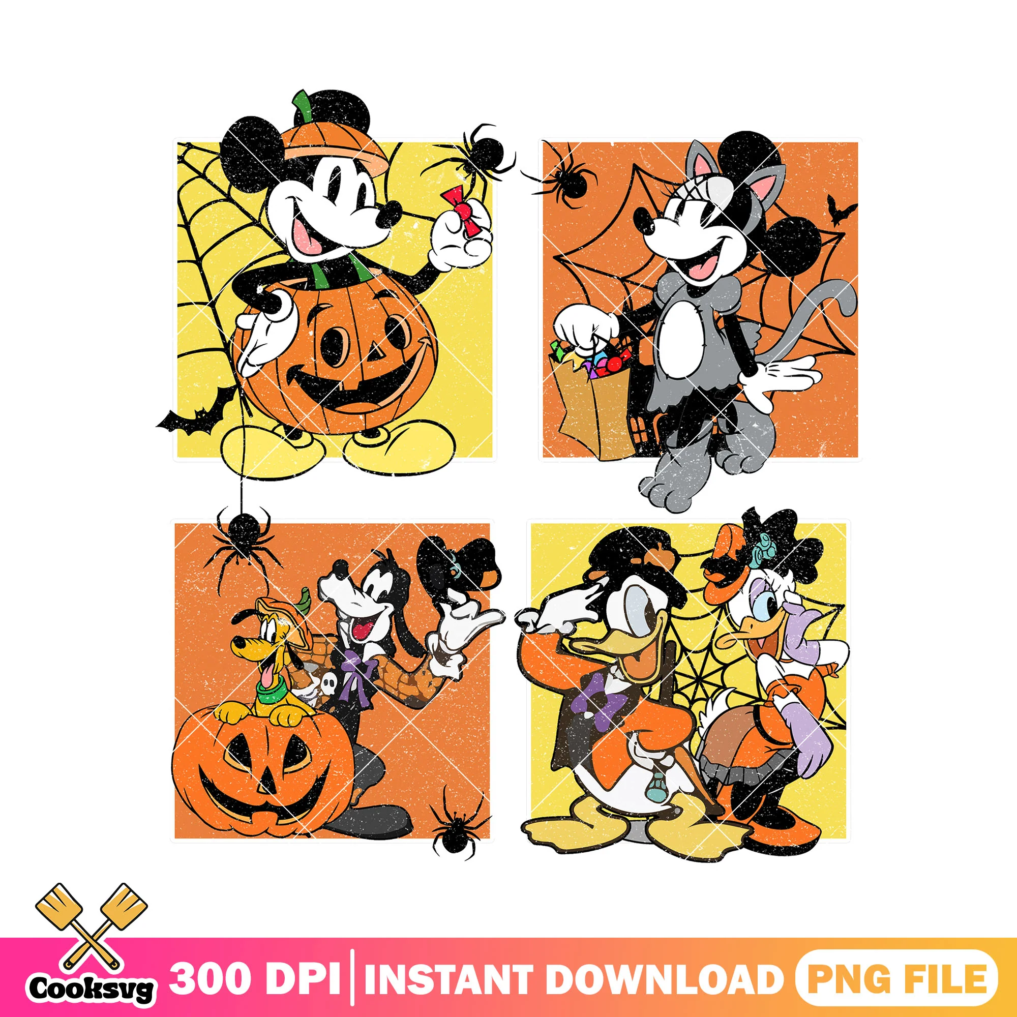 Mickeyween gangs png, halloween costumes png, mickey mouse png
