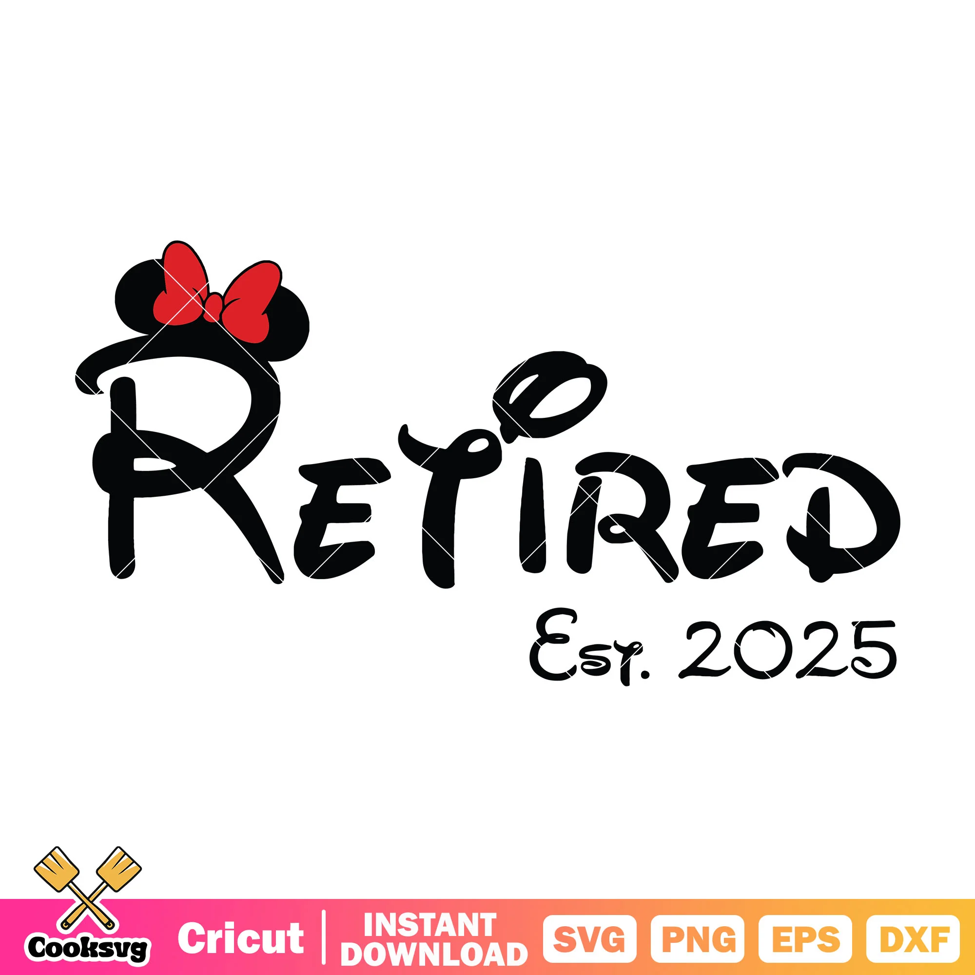 Minnie ears retired est 2025 disney svg, minnie mouse ears svg