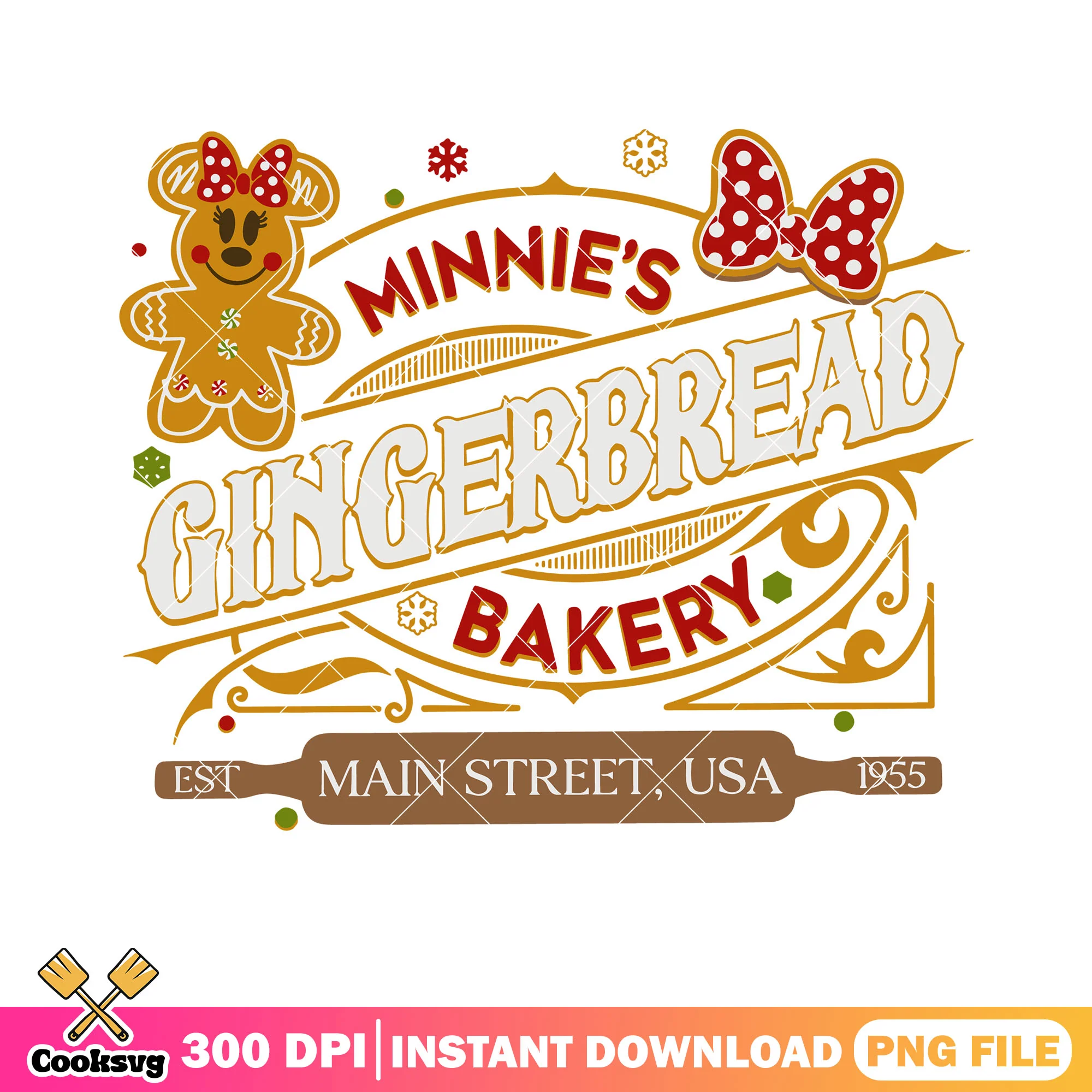 Minnie gingerbread bakery png, merry christmas png, minnie mouse png