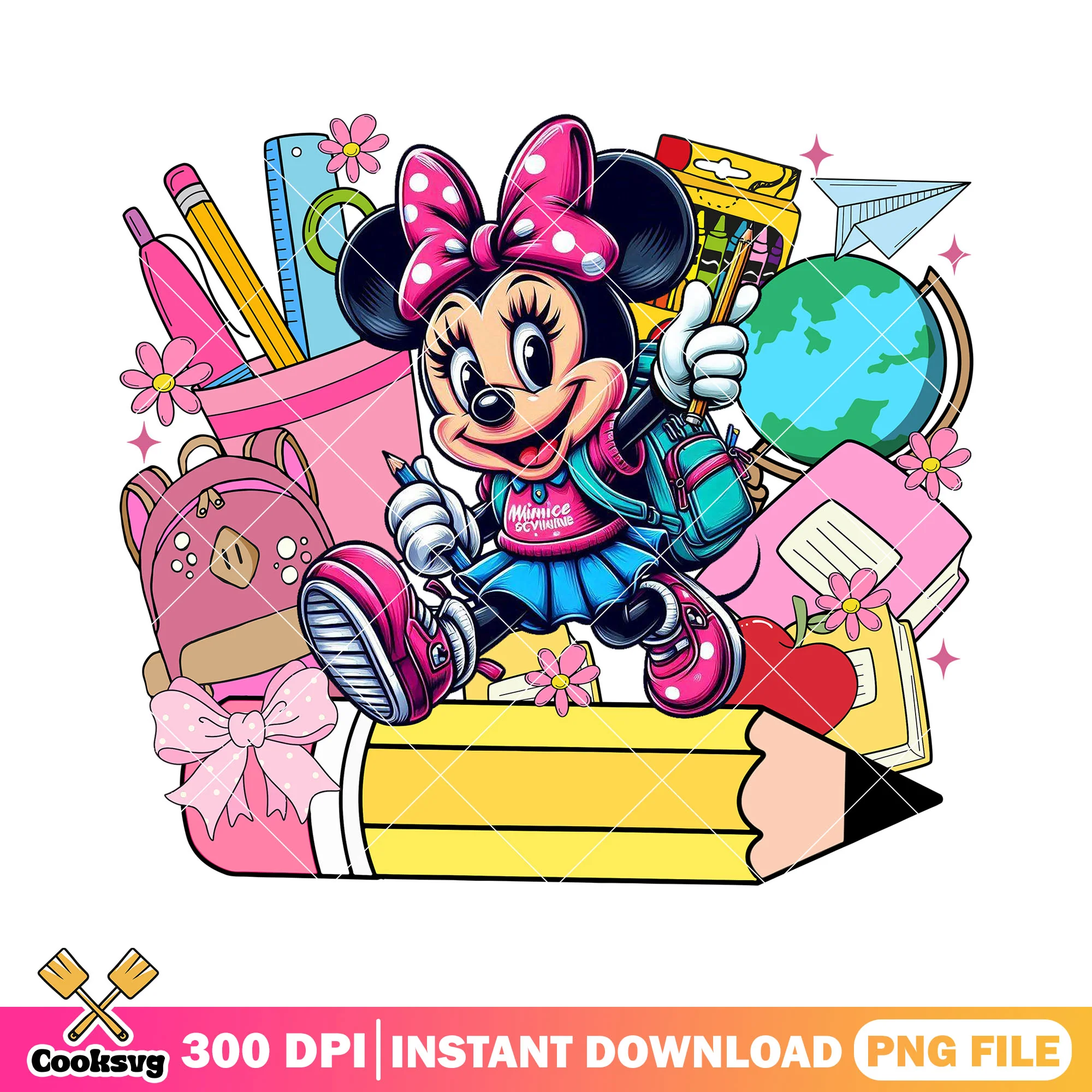 Minnie going school png, when is back to school png, art disney png