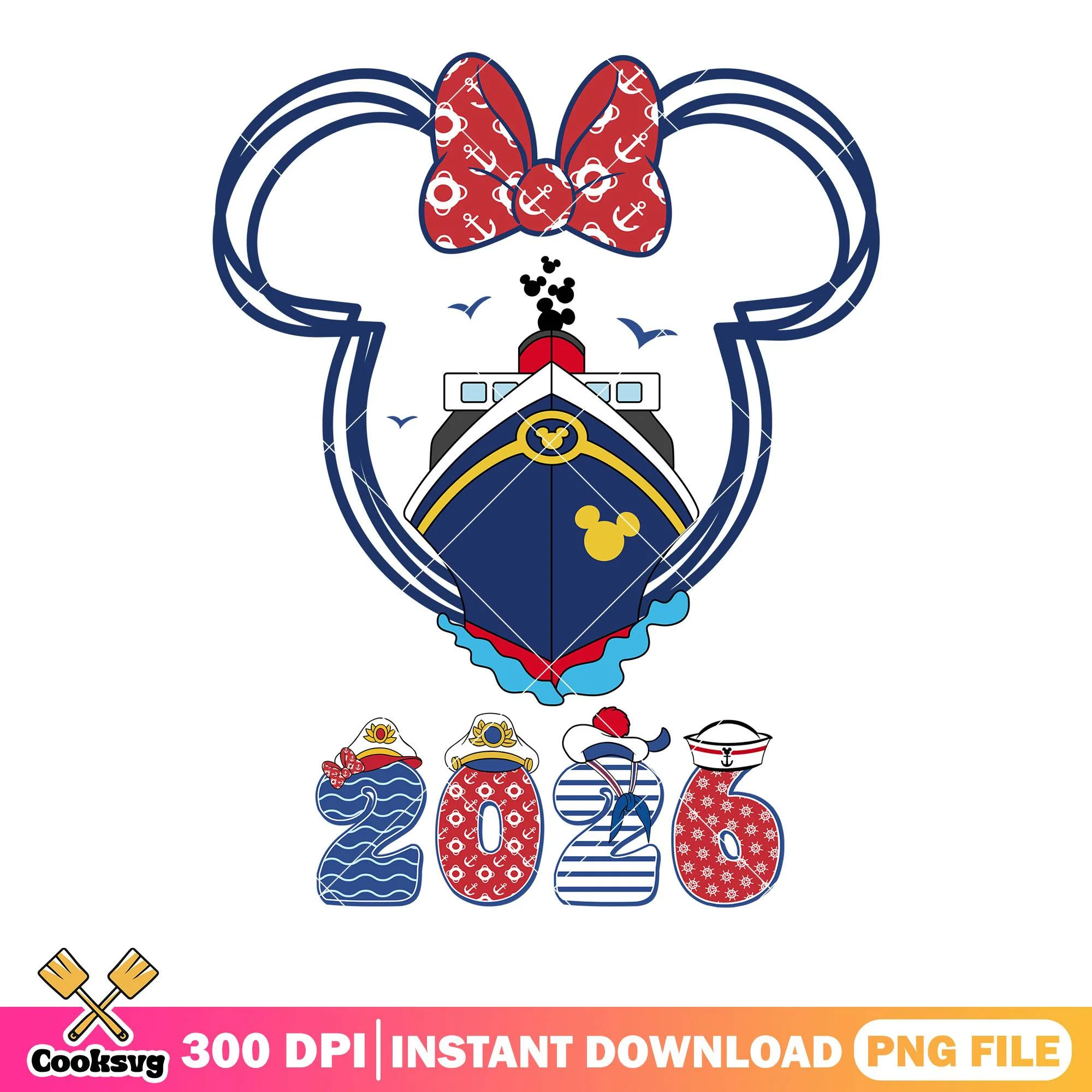 Minnie icon cruise 2026 png, cruise ship png, disney cruise png