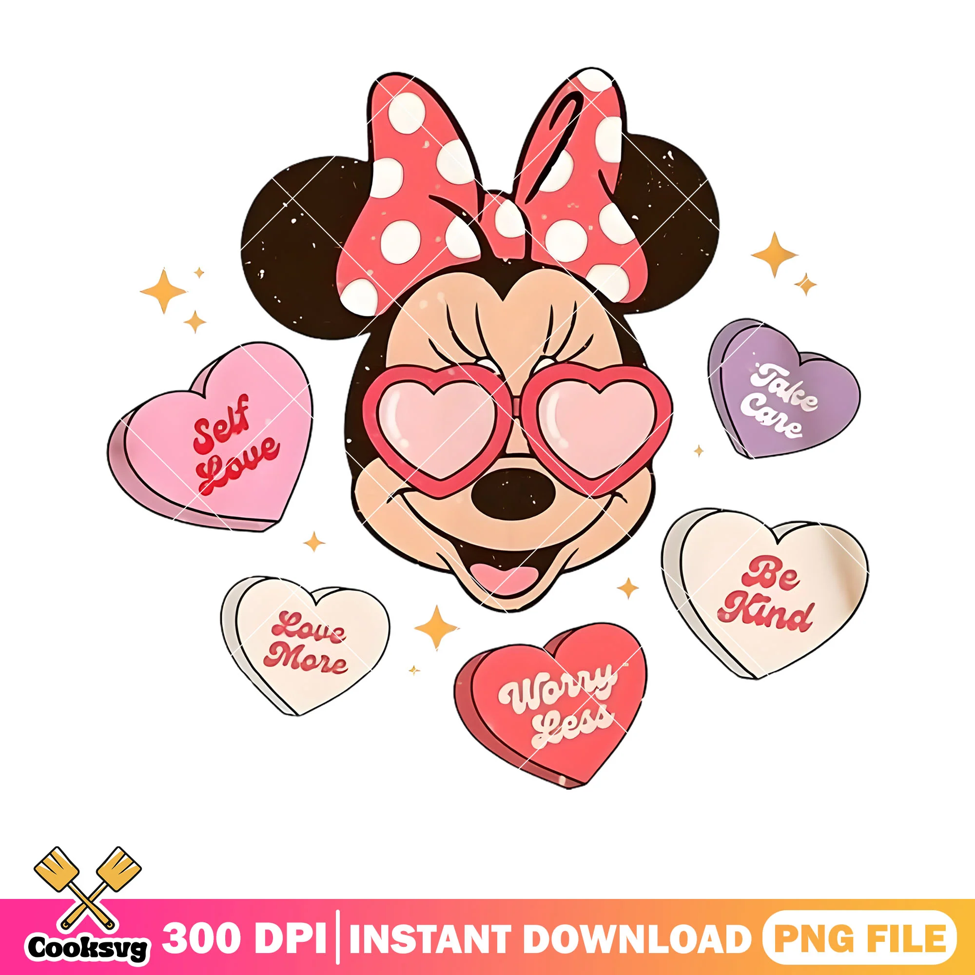 Minnie love sunglasses valentine png, valentine day png, disney png