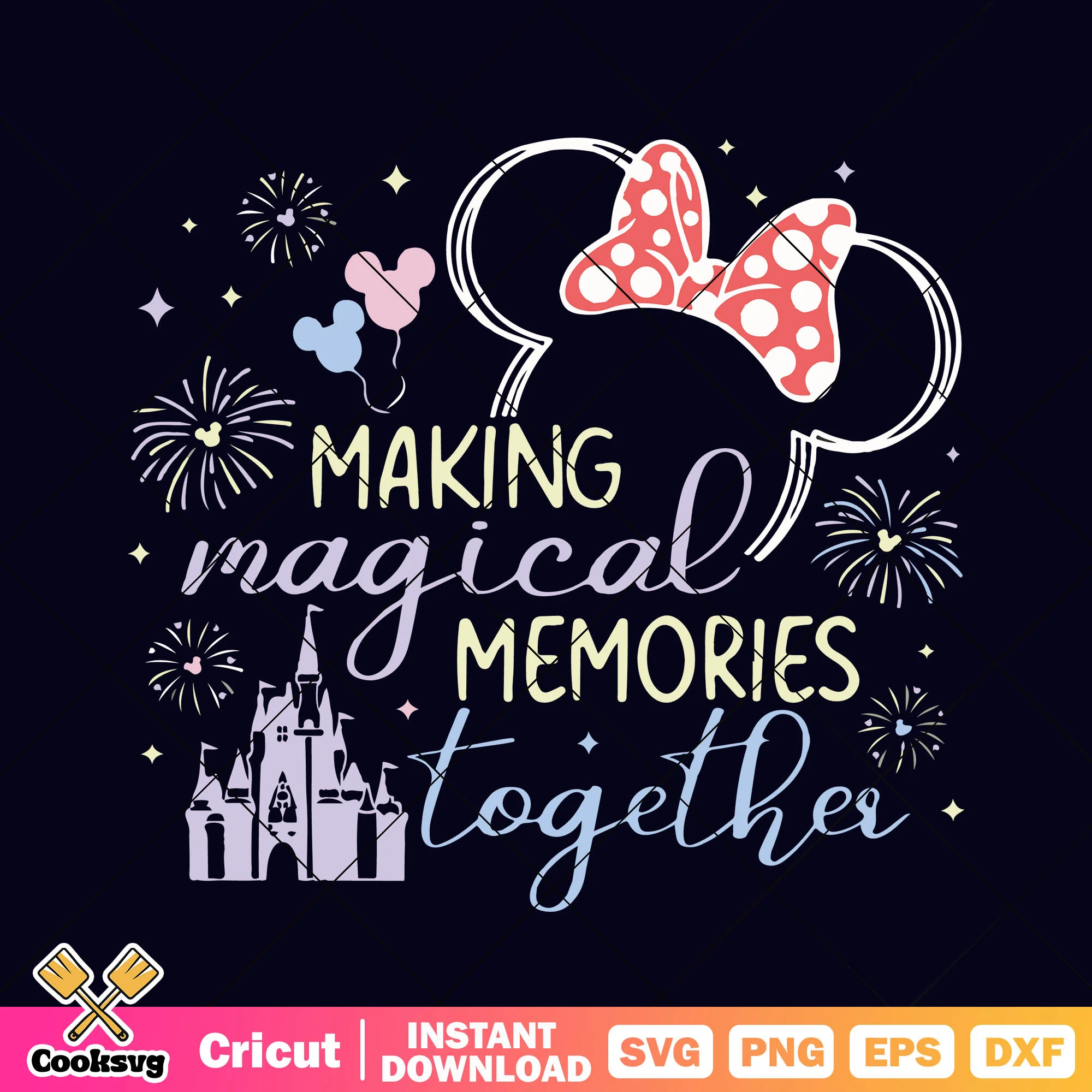 Minnie magical memories together svg, minnie head svg, disney castle svg