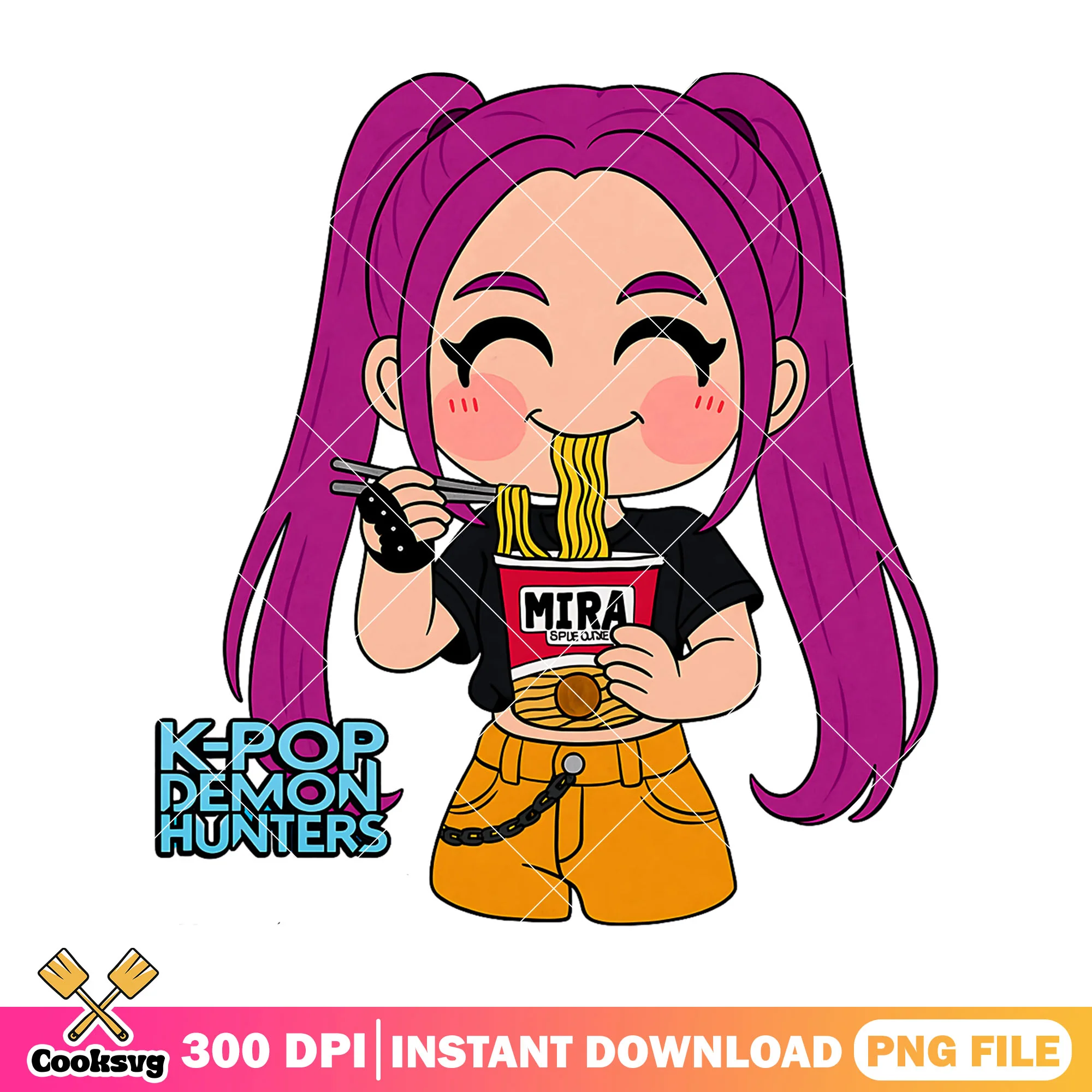 Mira eating ramen png, mira huntrix png, huntrix kpop png