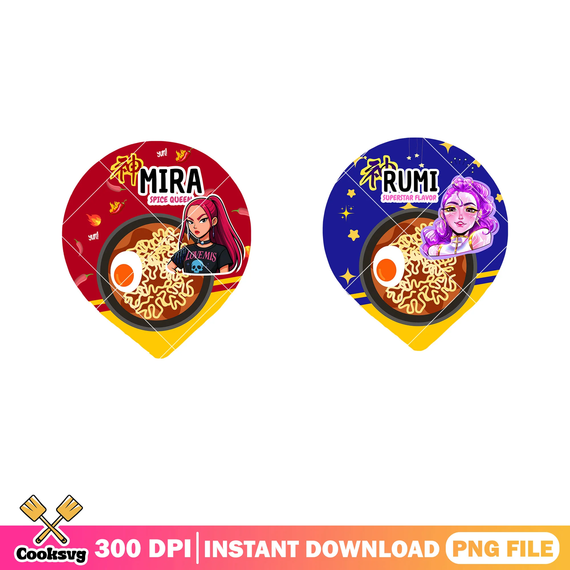Mira rumi huntrix png, japanese ramen png, kpop demon hunter png