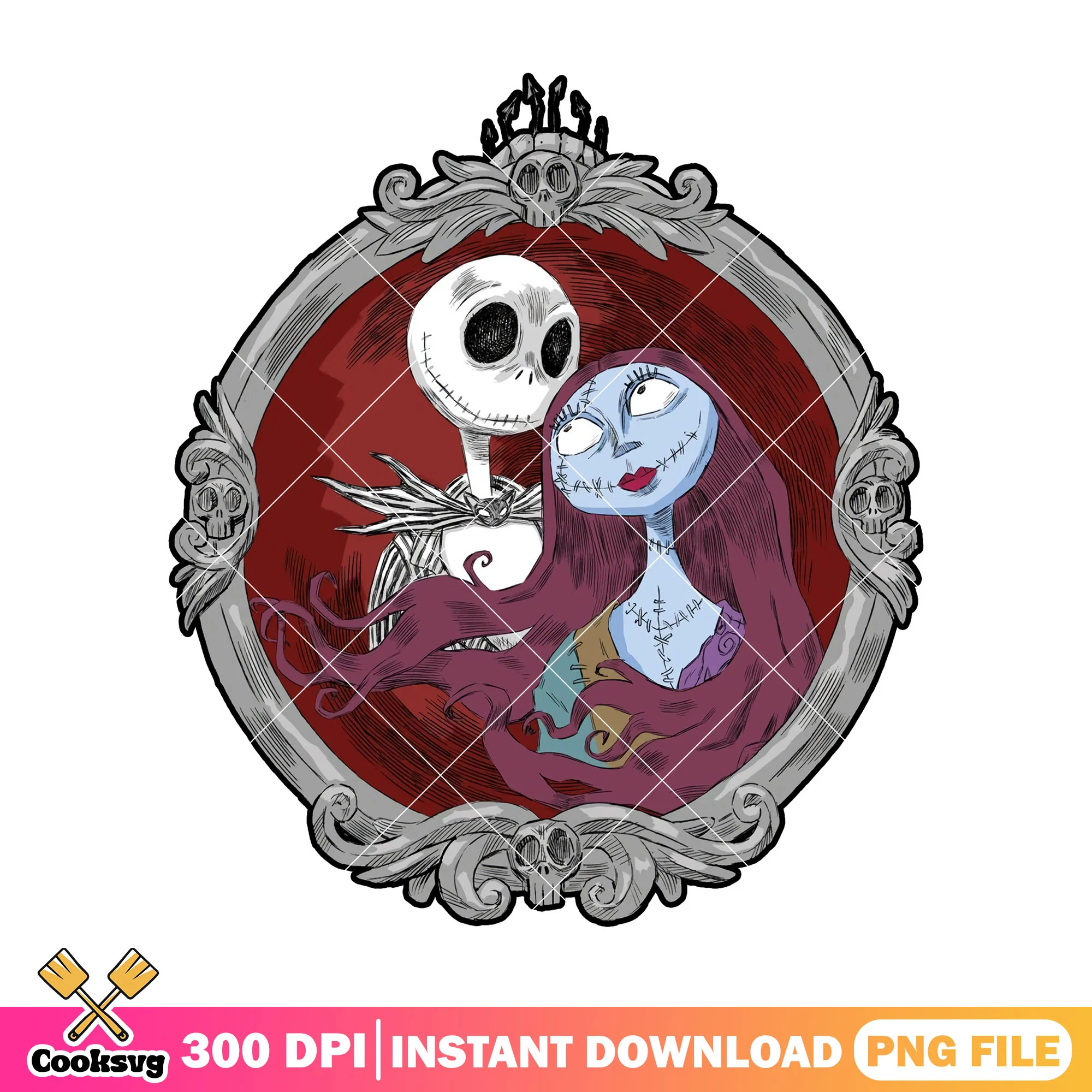 Mirror jack and sally png, halloween day png, disney horror png