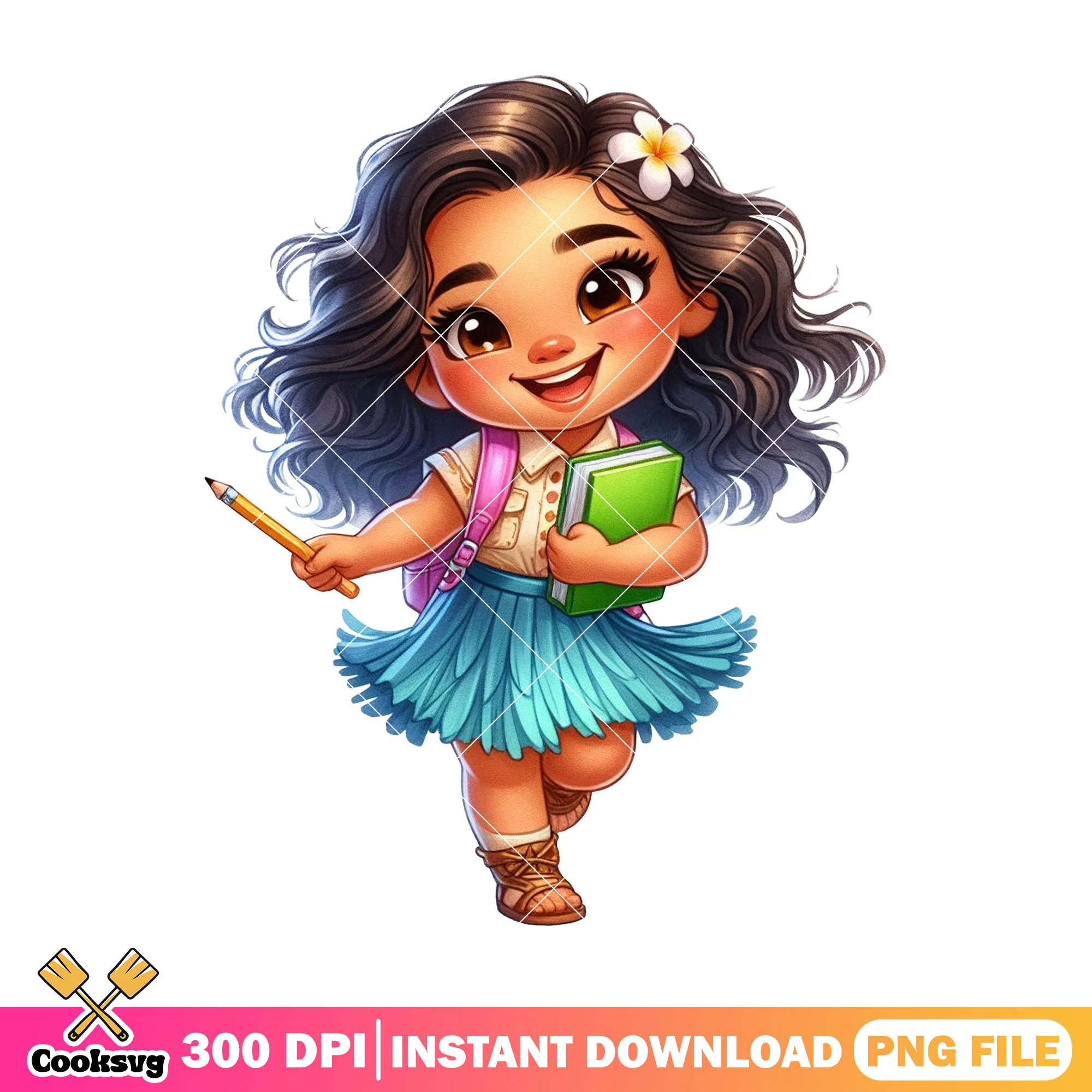 Moana loves studying png, art back to school png, disney world png